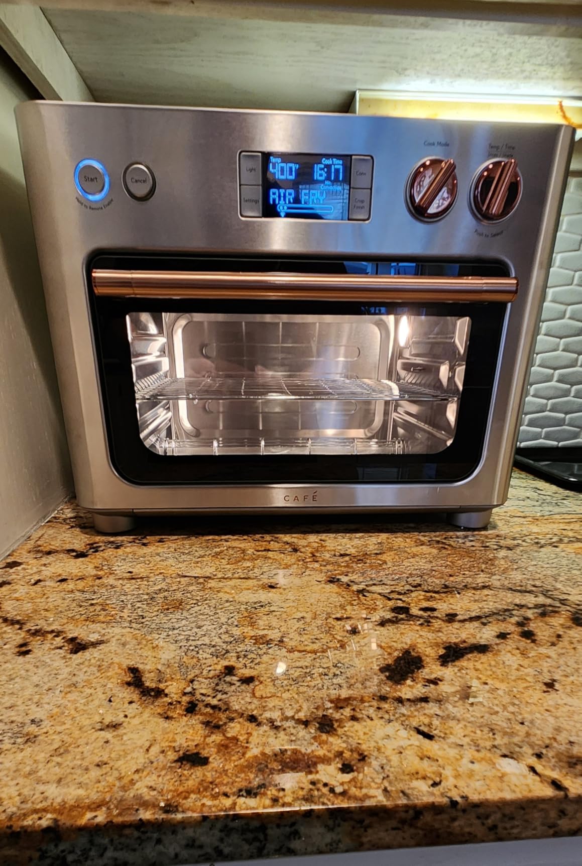 Cafe Couture Air Fryer Toaster Oven, 14 Modes, WiFi, Large, Crisp Finish | Air Fry, Bake, Broil, Pizza, Roast, Reheat, 6 Heating Elements, Fits 12 inch pizza, 9x13 pan, Voice/App control, Accessories Incl customer photo 1