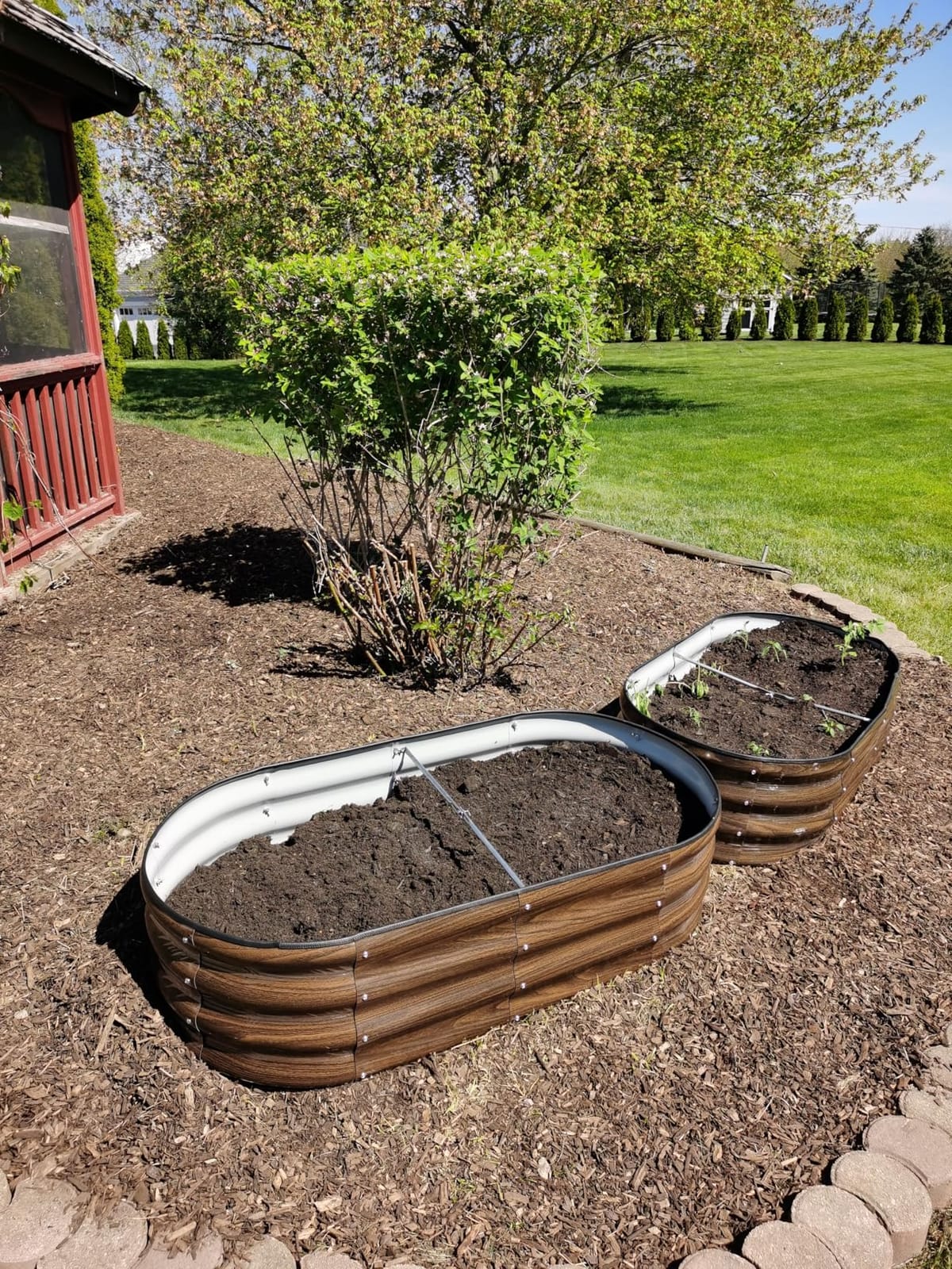 SnugNiture Galvanized Raised Garden Bed, 4x2x1ft Oval Metal Planter Box for Planting Outdoor Plants Vegetables customer photo 1