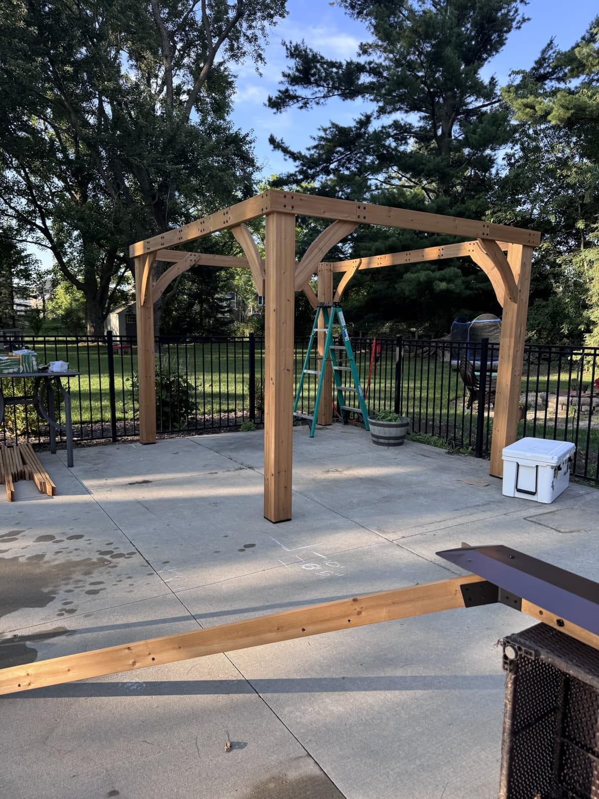 Backyard Discovery Barrington 12' x 10' Cedar Wood Outdoor Gazebo Pavilion with Hardtop Galvanized Steel Hip Roof, Snow Support, Wind Resistance, PowerPort, Shade for Garden, Patio, Deck, Entertaining customer photo 2