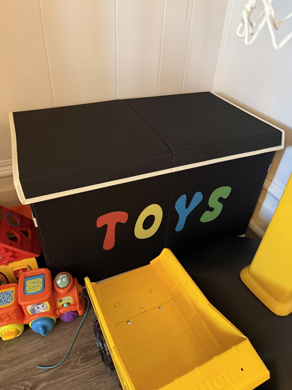YOLOXO Toy Box Chest, Collapsible Sturdy Storage Bins with Lids, Extra Large Kids Toy Storage Organizer Boxes Bins Baskets for Kids, Boys, Girls, Nursery Room, Playroom, Closet (BLACK) customer photo 1