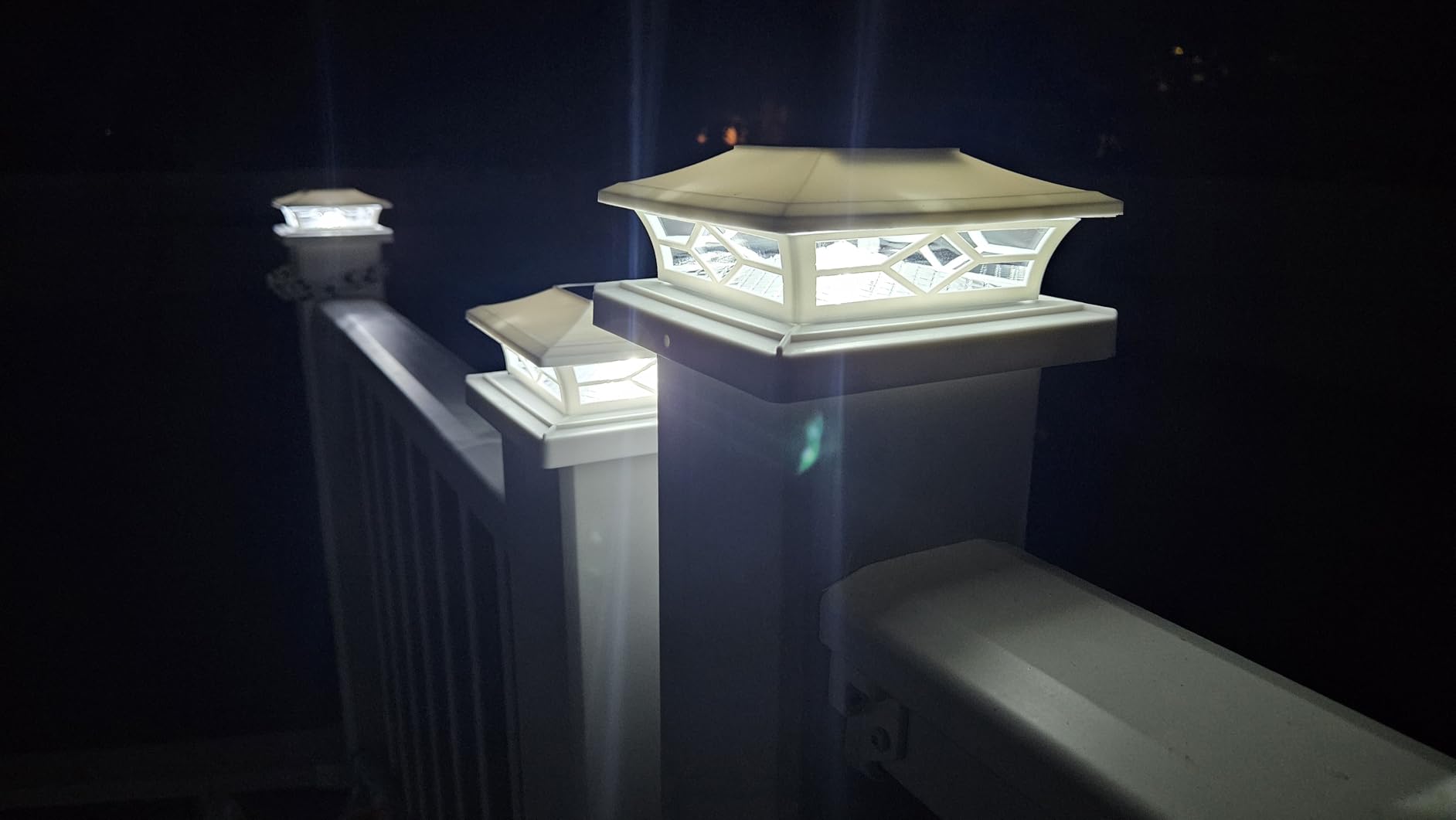 VOLISUN 6Pack Solar Post Cap Lights, 2 Color Modes Deck Lights, White customer photo 1