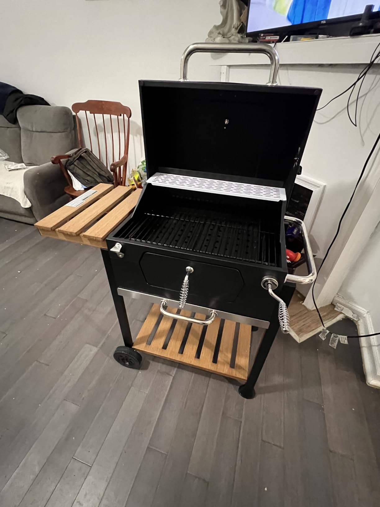Royal Gourmet CD1824M 24-Inch Charcoal Grill, Folding Table, 490 Sq. In. | Charcoal BBQ Smoker with Handle, Side Door, Thermometer, for Outdoor Patio, Garden and Backyard Grilling, Black, Medium customer photo 1