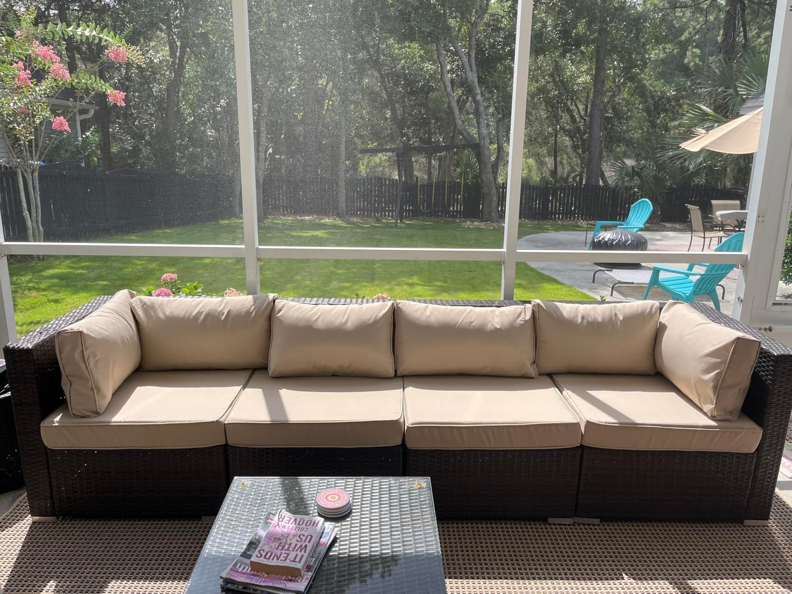 Valita Outdoor Furniture Replacement Cushions, Fits 6-seat Sectional Rattan Conversation Set, 14-Piece Patio Water-Resistant Replacement Sofa Cushions, Liner&Cover (Khaki) customer photo 1