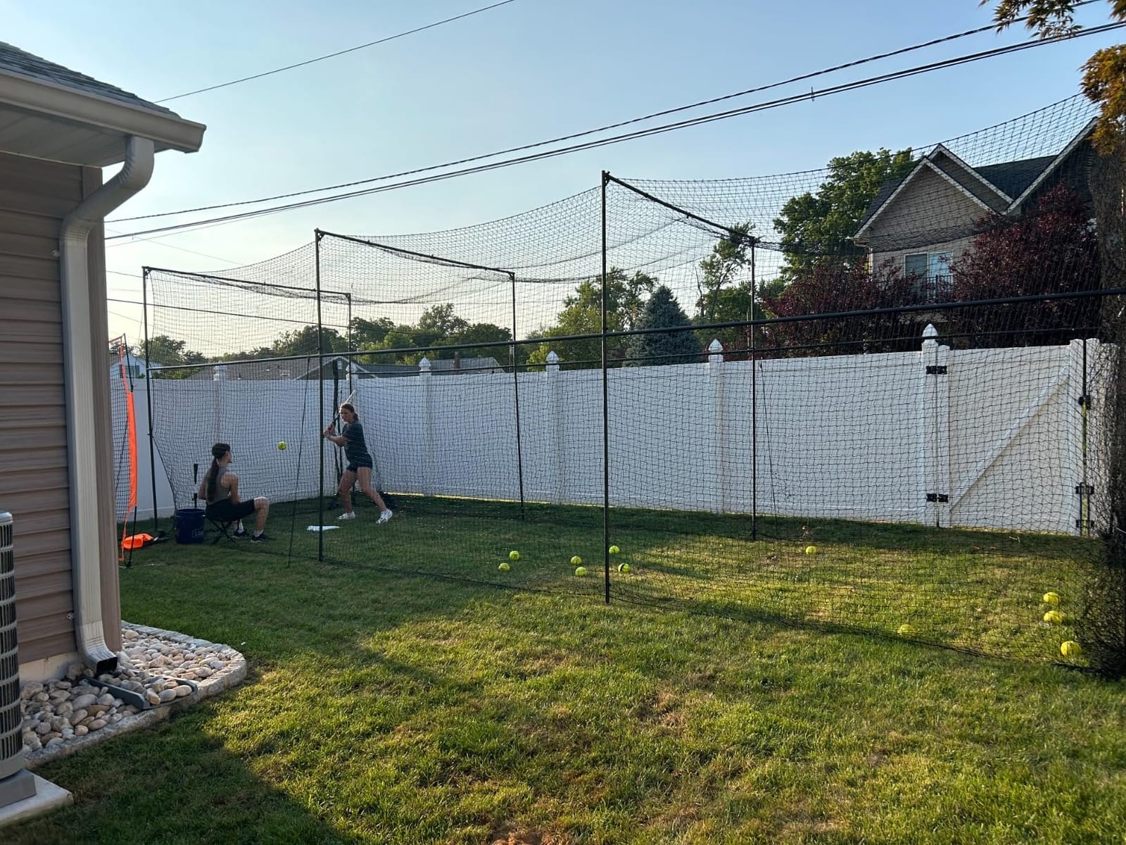 Murray Sporting Goods Baseball/Softball Batting Cage 40 ft - Black Steel Metal Frame with 60-Ply Net | Net Includes 7 ft Entrance Door and 4 ft Pitching Machine Hole customer photo 1