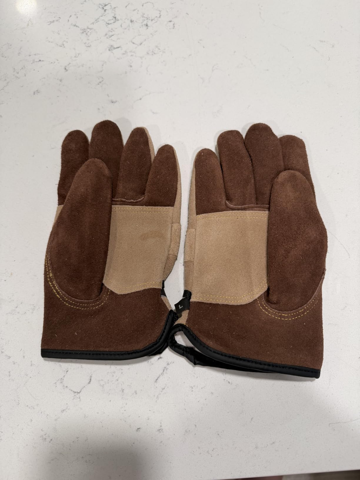 WZQH Leather Work Gloves for Men or Women.Gardening,Welding,Coffee-grey L customer photo 1
