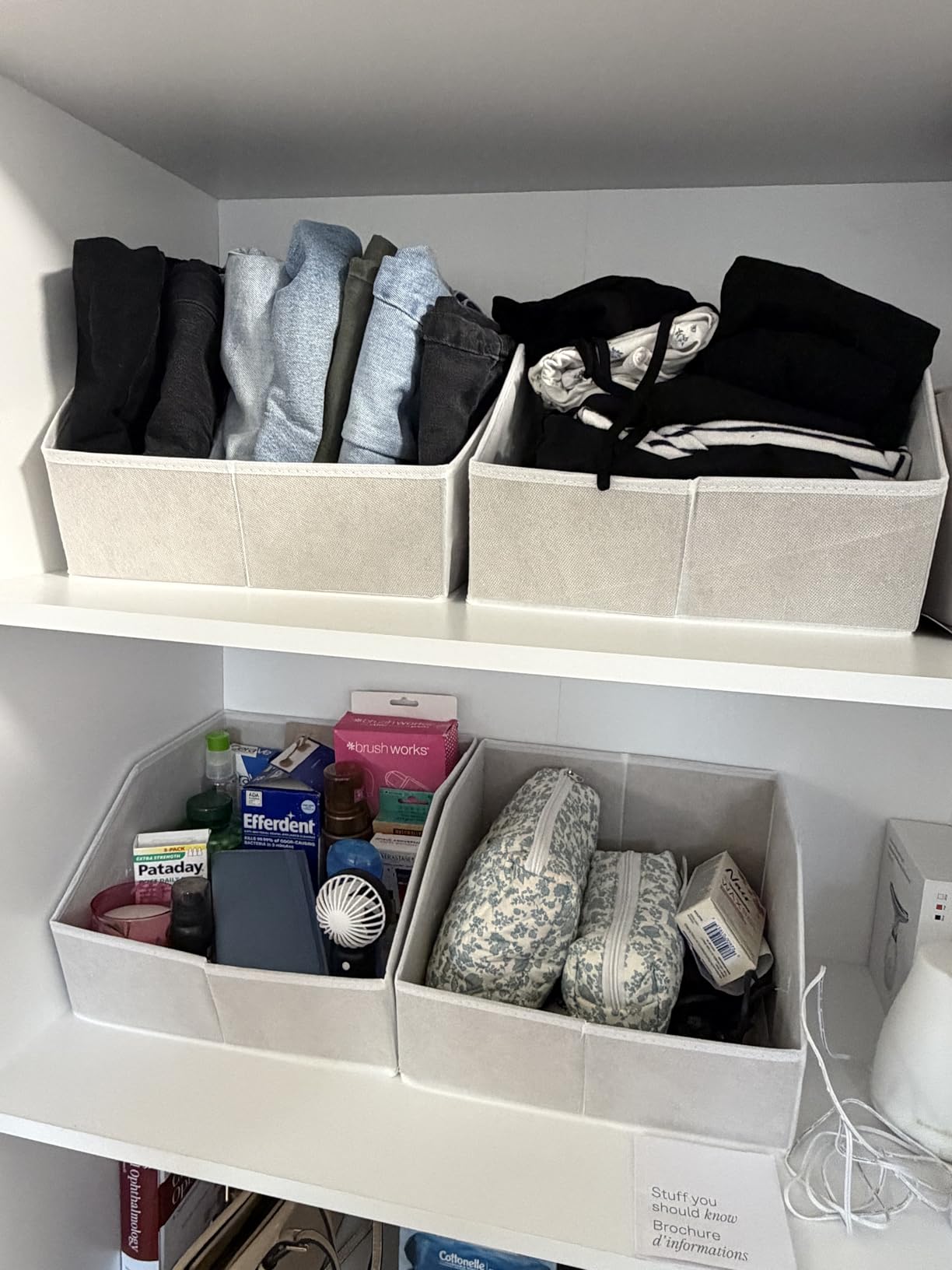 Homsorout Closet Organizers Bins 6 Packs - Large Closet Shelf Organizer with Handles, Fabric Trapezoid Storage Bins, Collapsible Storage Cubes for Clothes, Towels, Light Gray customer photo 1