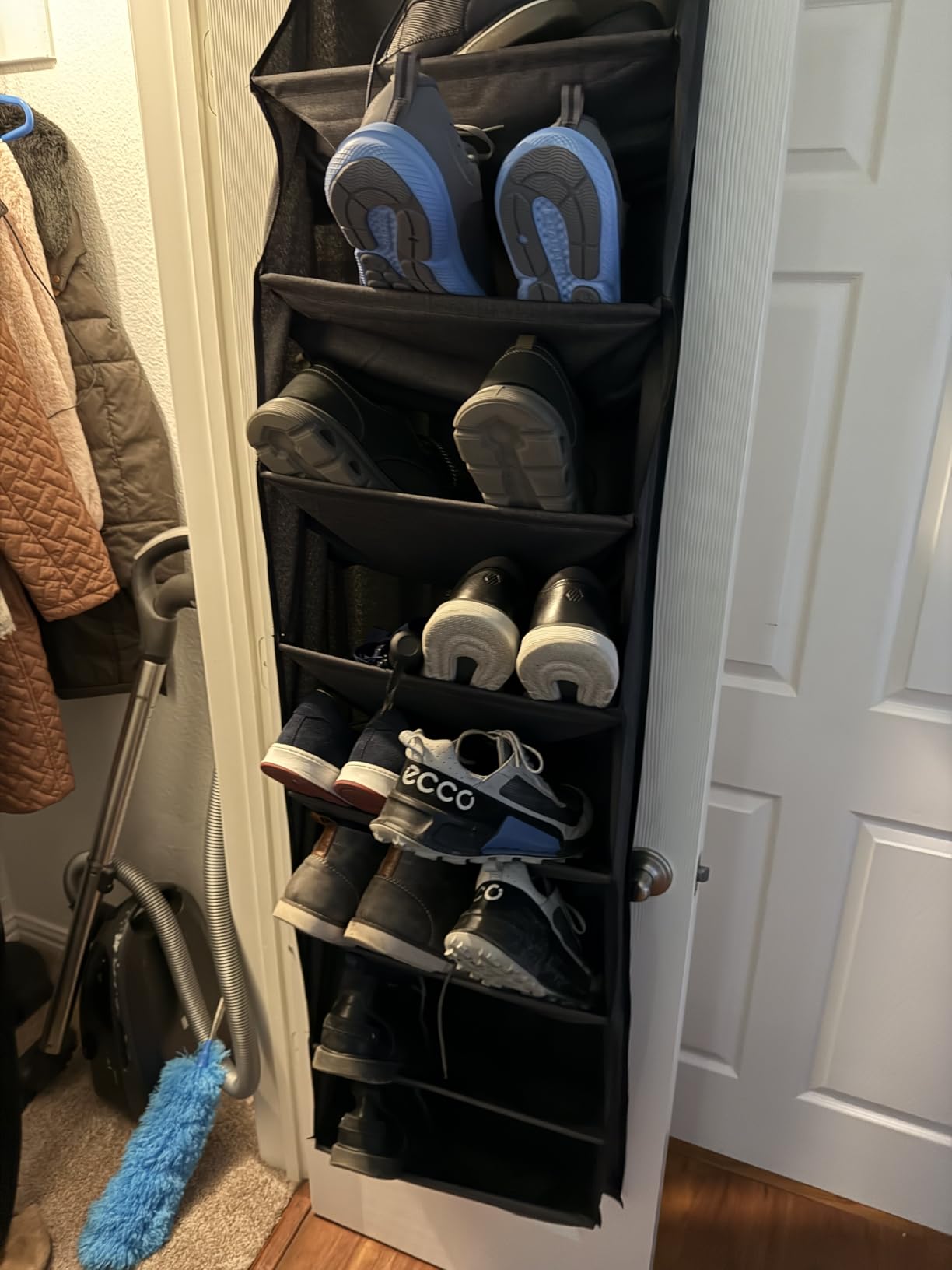 SLEEPING LAMB Over The Door Shoe Organizer for Closet with Large Deep Pockets, Narrow Shoe Rack for Door Hanging Boots Storage, Black customer photo 2