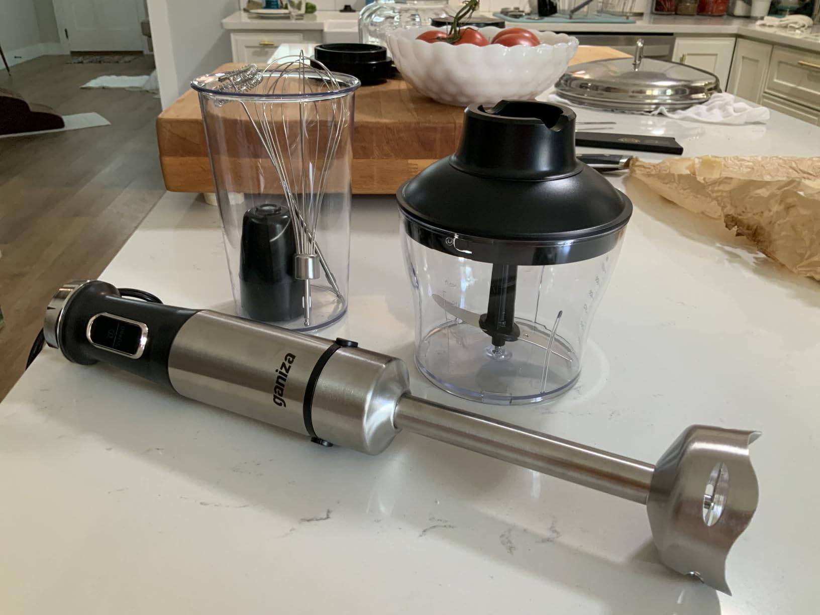 Ganiza Immersion Blender 5 in 1 Hand Blender Max 1000W Heavy Duty Motor | 16 Speed Mode Handheld Blender, Stainless Steel Blade With 800ml Mixing Beaker, 600ml Chopper, Whisk and Milk Frother customer photo 1