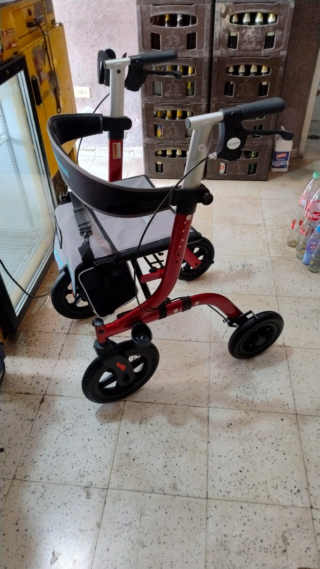 ELENKER All-Terrain Rollator Walker with Seat, Outdoor Rolling Walker, 12” Non-Pneumatic Tire Front Wheels, Compact Folding Design for Seniors, Red customer photo 1
