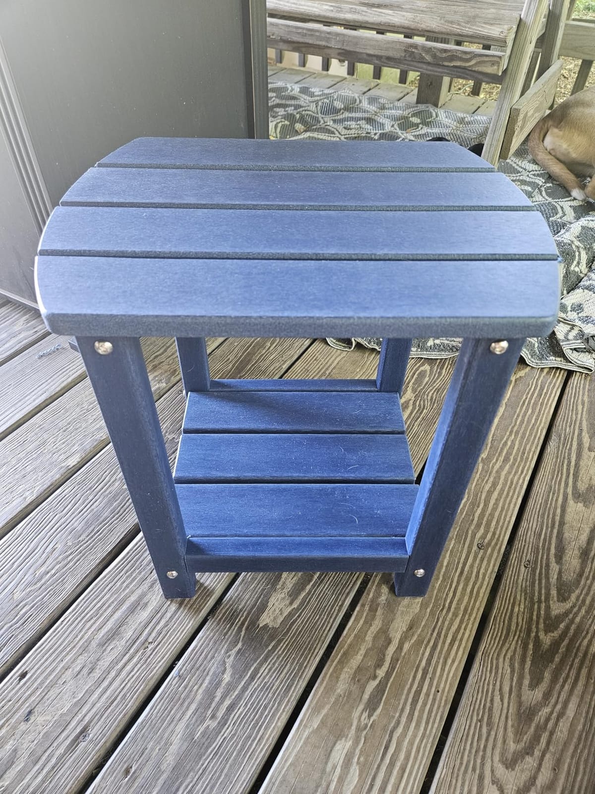Adirondack Square Outdoor Side Table,2-Tier Storage Patio Side Table, HDPE End Tables for Backyard Pool Porch Garden Lawn customer photo 2