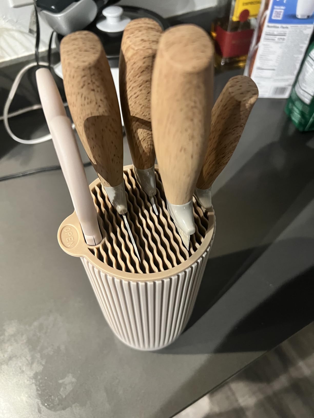 Knife Set, Wiztoynia 6-Piece Khaki Kitchen Knife Set for Home, Anti-Rust Non-stick Stainless Steel Sharp Chef Knife Sets with Universal Knife Block for Kitchen customer photo 2