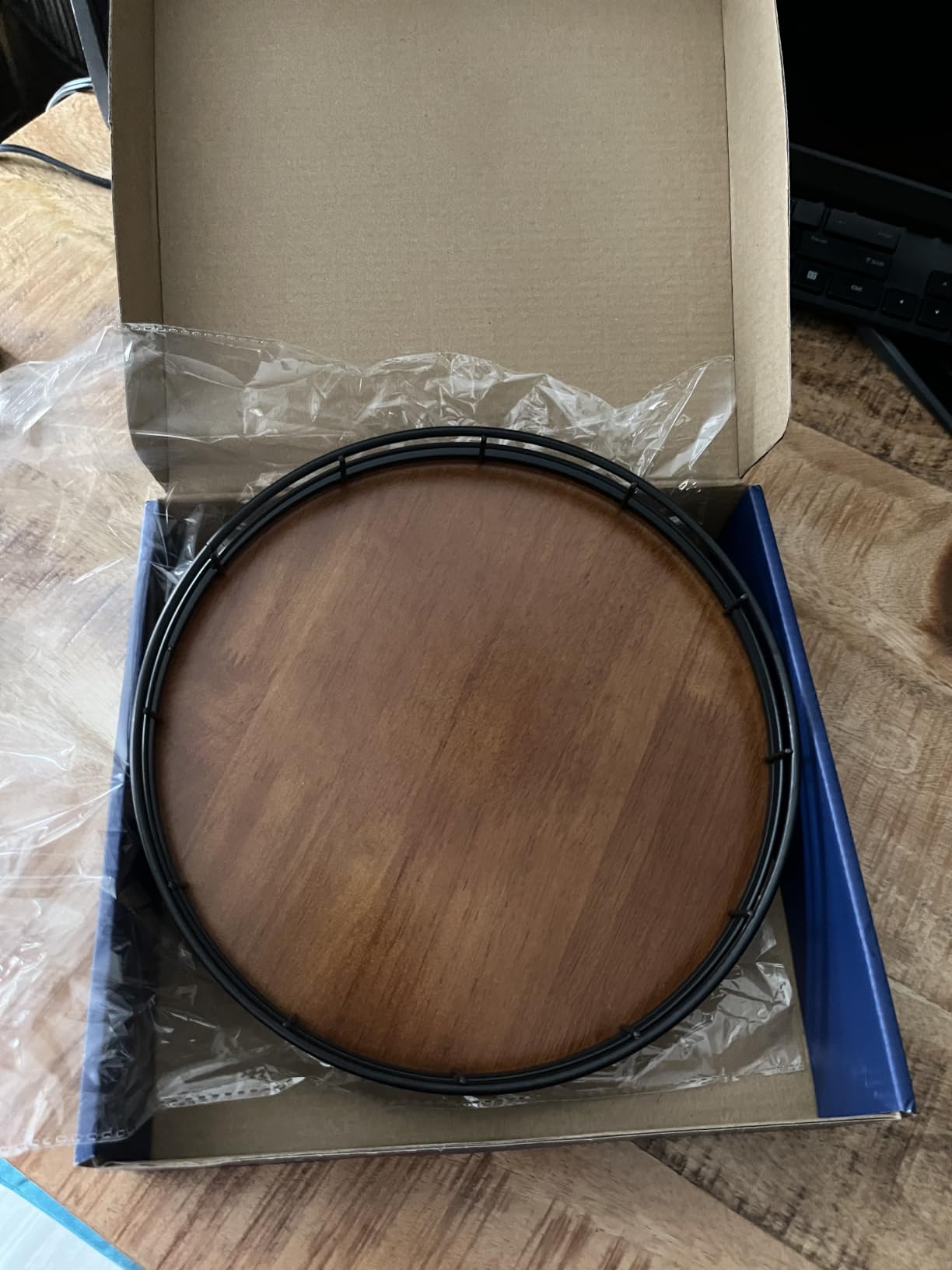 AMH 9-Inch Farmhouse Oak Lazy Susan Cabinet Organizer, Walnut Finish customer photo 2