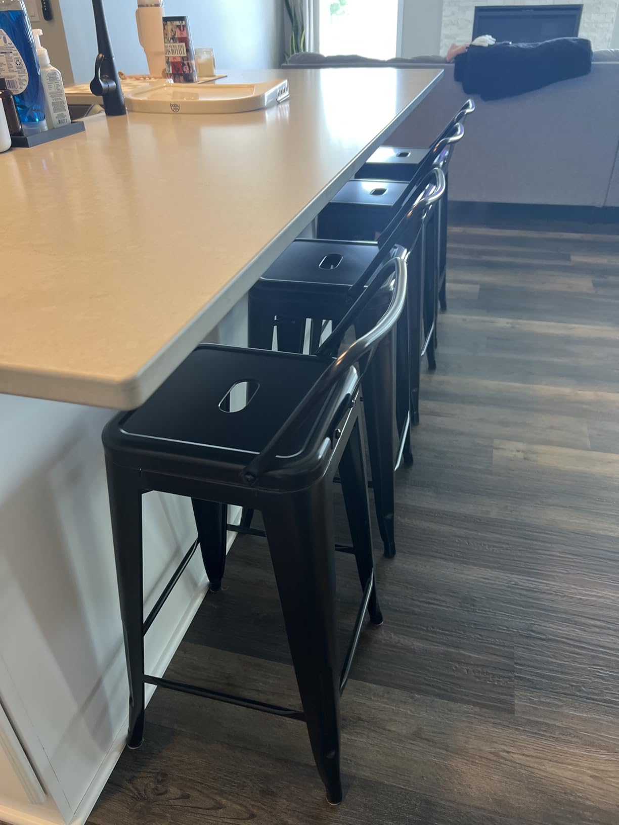 Yaheetech 30 Inch Metal Bar Stools Set of 4 Bar Chairs with Low Back, Black customer photo 2