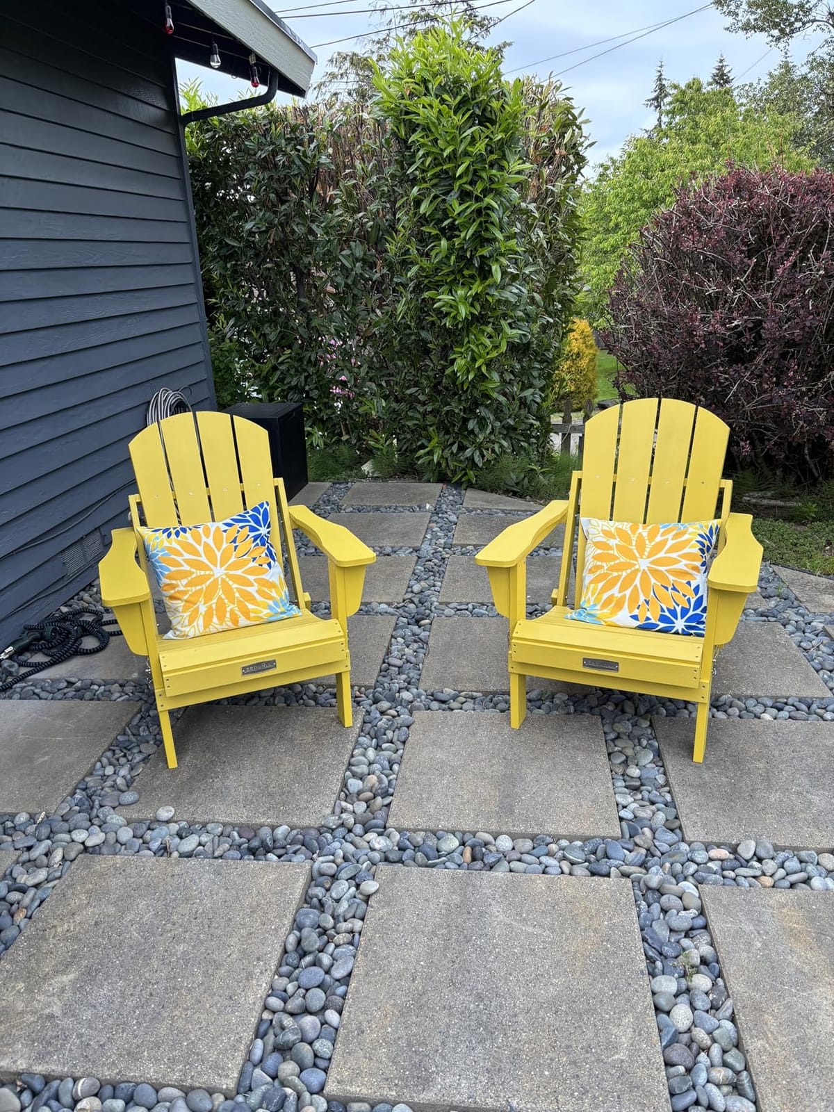 SERWALL Folding Adirondack Chair Set of 4 with Cup Holder for Fire Pit-Blue customer photo 1