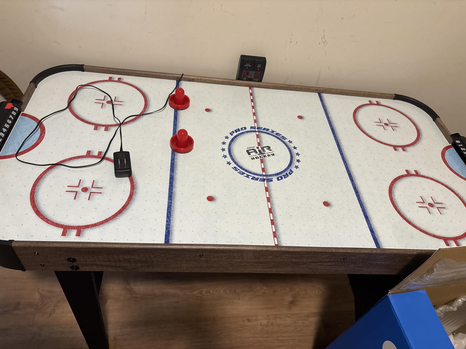 GoSports 48 Inch Air Hockey Arcade Table - Oak or Black - Includes 2 Pushers, 3 Pucks, AC Motor, and LED Scoreboard customer photo 2