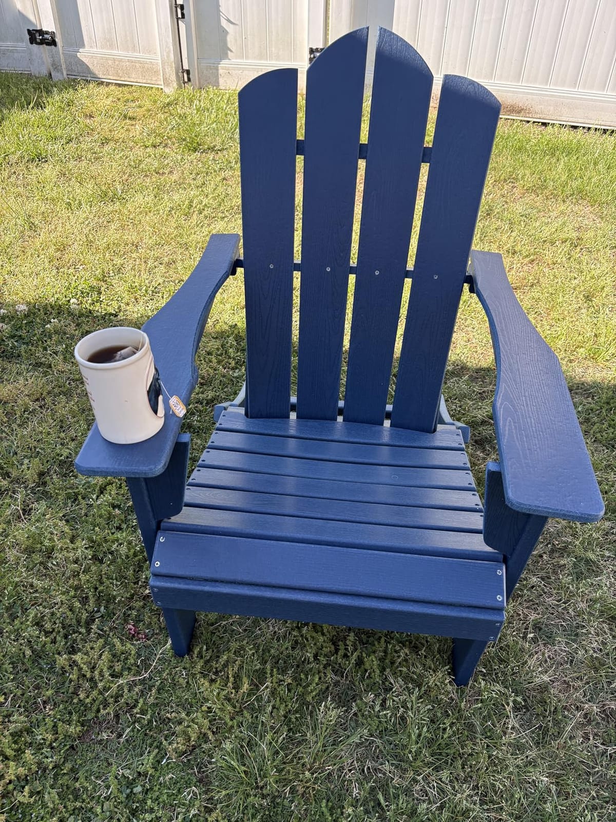 KINGYES Folding Adirondack Chair, All-Weather HDPE Material, Black, 2 Pack customer photo 2