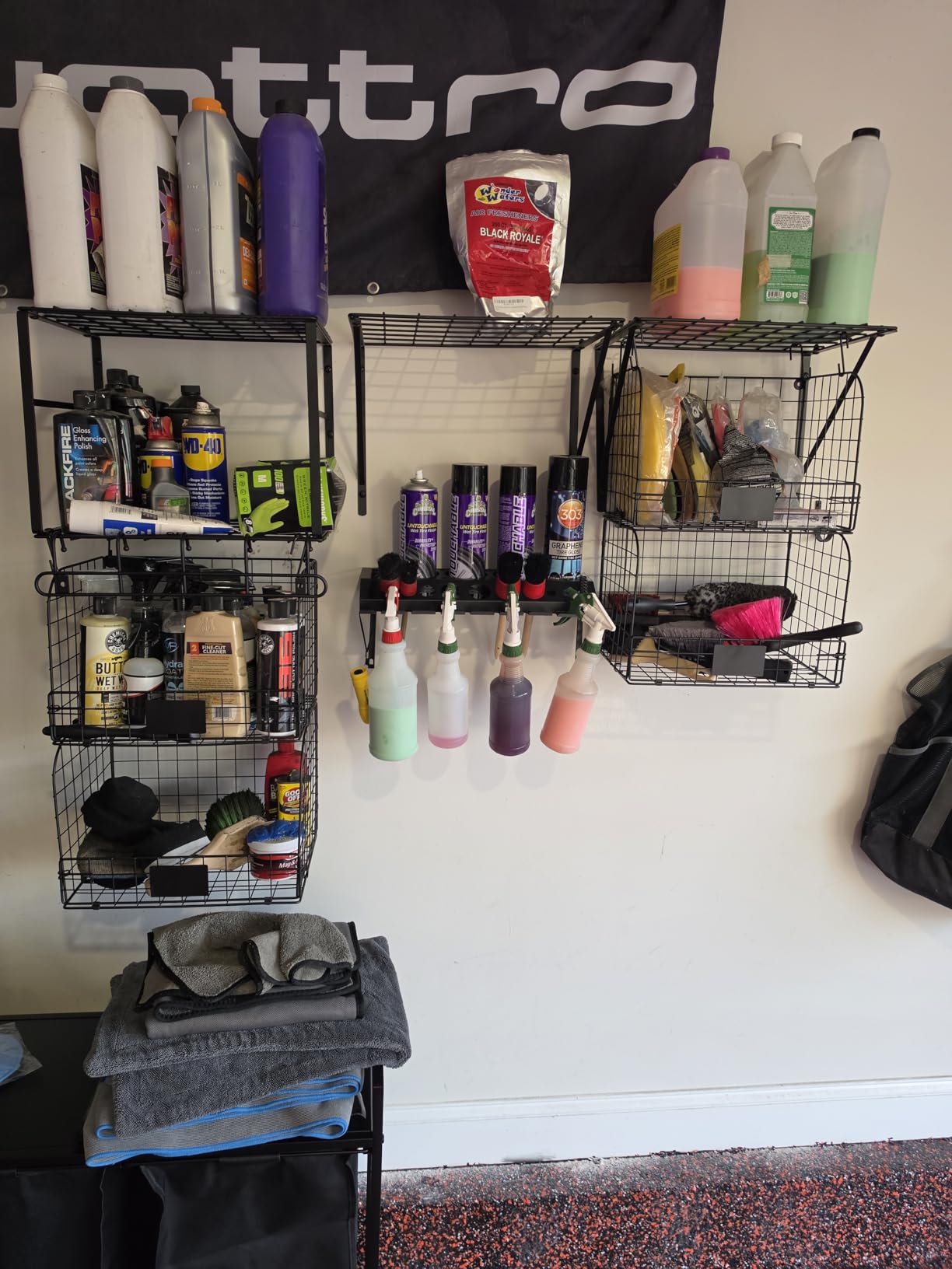 ThreeHio Garage Shelf Wall Mounted with Wire Baskets, Heavy Duty Garage Wall Shelving with Garden Tool Rack and Hooks, Wire Shelf Baskets Tool Organizer for Home Garden Yard Organization and Storage customer photo 1