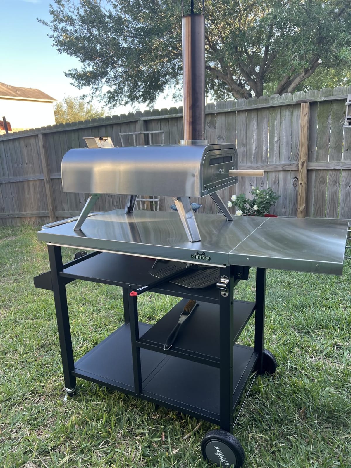 BIG HORN OUTDOORS 16 inch Multi-Fuel Outdoor Pizza Oven - 2-in-1 Wood-Fired & Gas Compatible (Burners Sold Separately), 1112°F Outdoor Stainless Pizza Cooker, Portable for Party Usage, Sliver customer photo 1