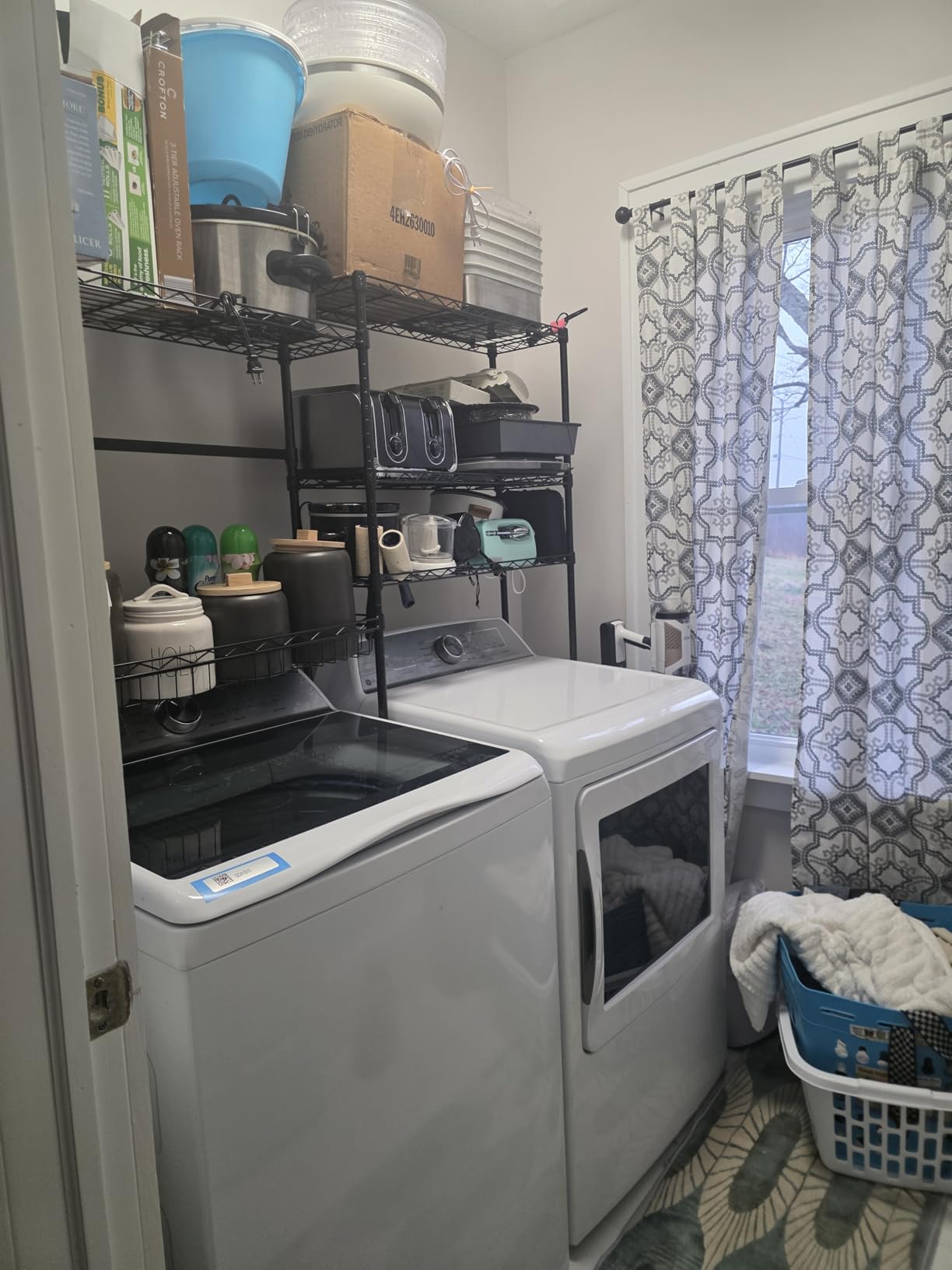 Golpart Laundry Organizer Shelves Over the Washer and Dryer Storage Shelf | Heavy Duty Laundry Room Organization Clothes Drying Rack Adjustable Height Wire Shelving and Wire Basket with Hanger Rod customer photo 2