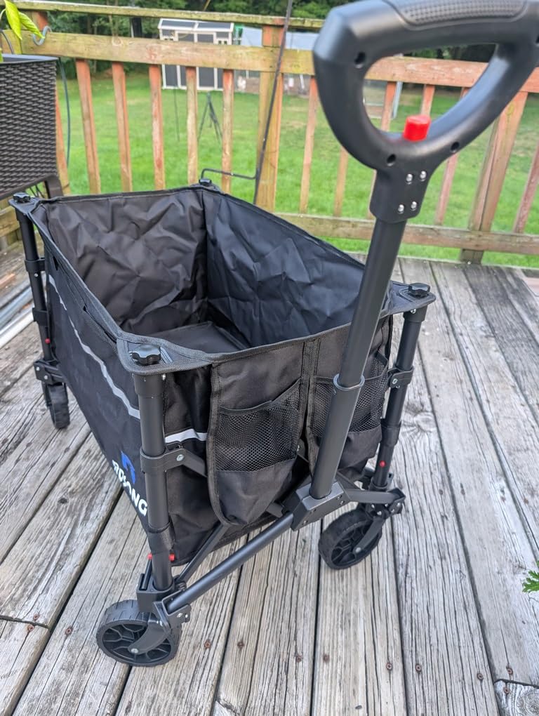 ROSONG Collapsible Wagon Cart with Wheels Foldable - Folding Utility Heavy Duty Wagons Carts for Grocery Sports Garden Shopping Camping Wheelbarrows (Black, 120L) customer photo 2