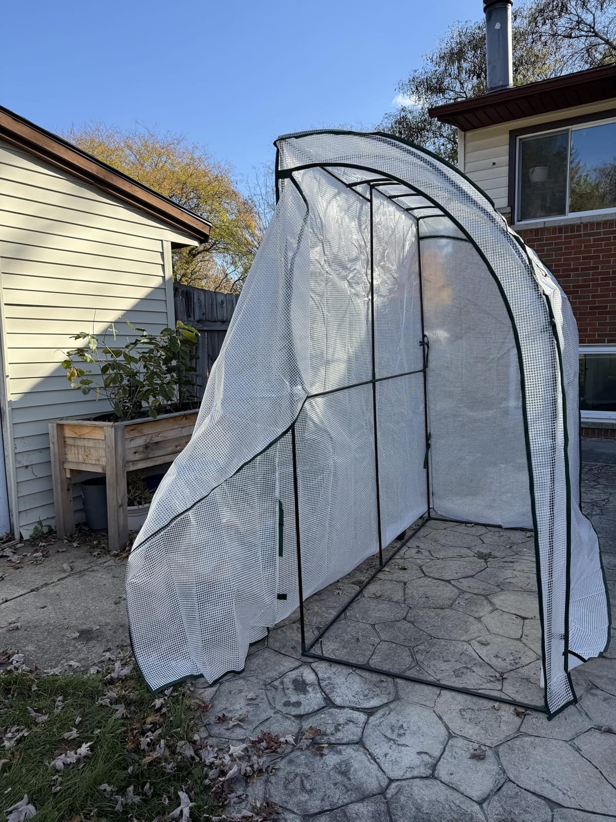 Lean-to Greenhouse with 3-Tier Shelves: Ohuhu Portable Walk-in Wall Mounted Green House with Mesh Windows, 79