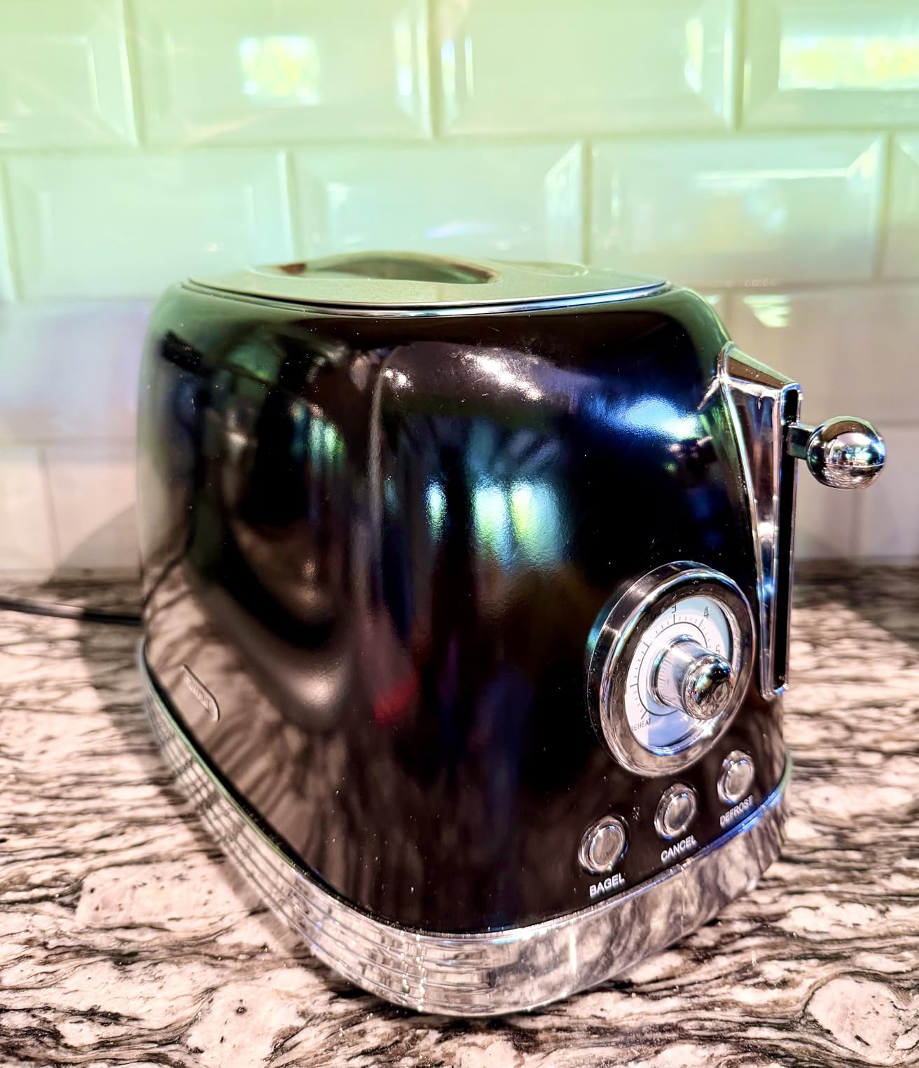 Wiltal Retro 2-Slice Toaster, Glossy Black Finish | 1.58