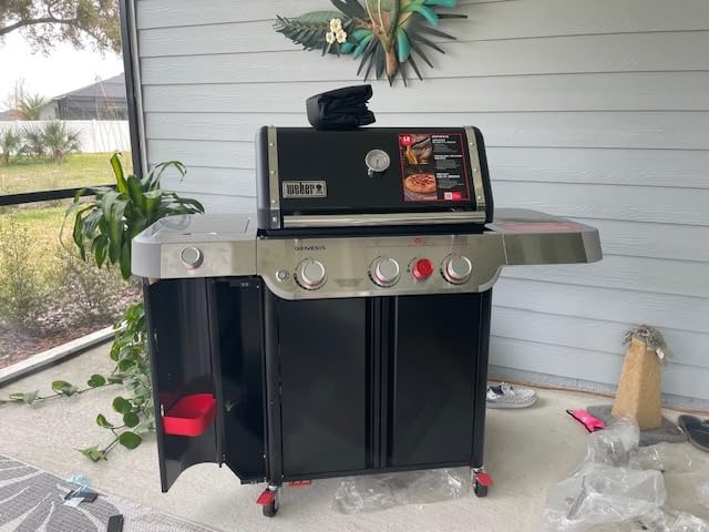 Weber Genesis E-335 Gas Grill for Outdoor Cooking, Propane Grill, Black | 3 PureBlu Burners, XL Sear Zone, Side Burner, Porcelain-Enameled Cast-Iron Grates, Storage Locker, BBQ Grill, Outdoor Grill customer photo 2