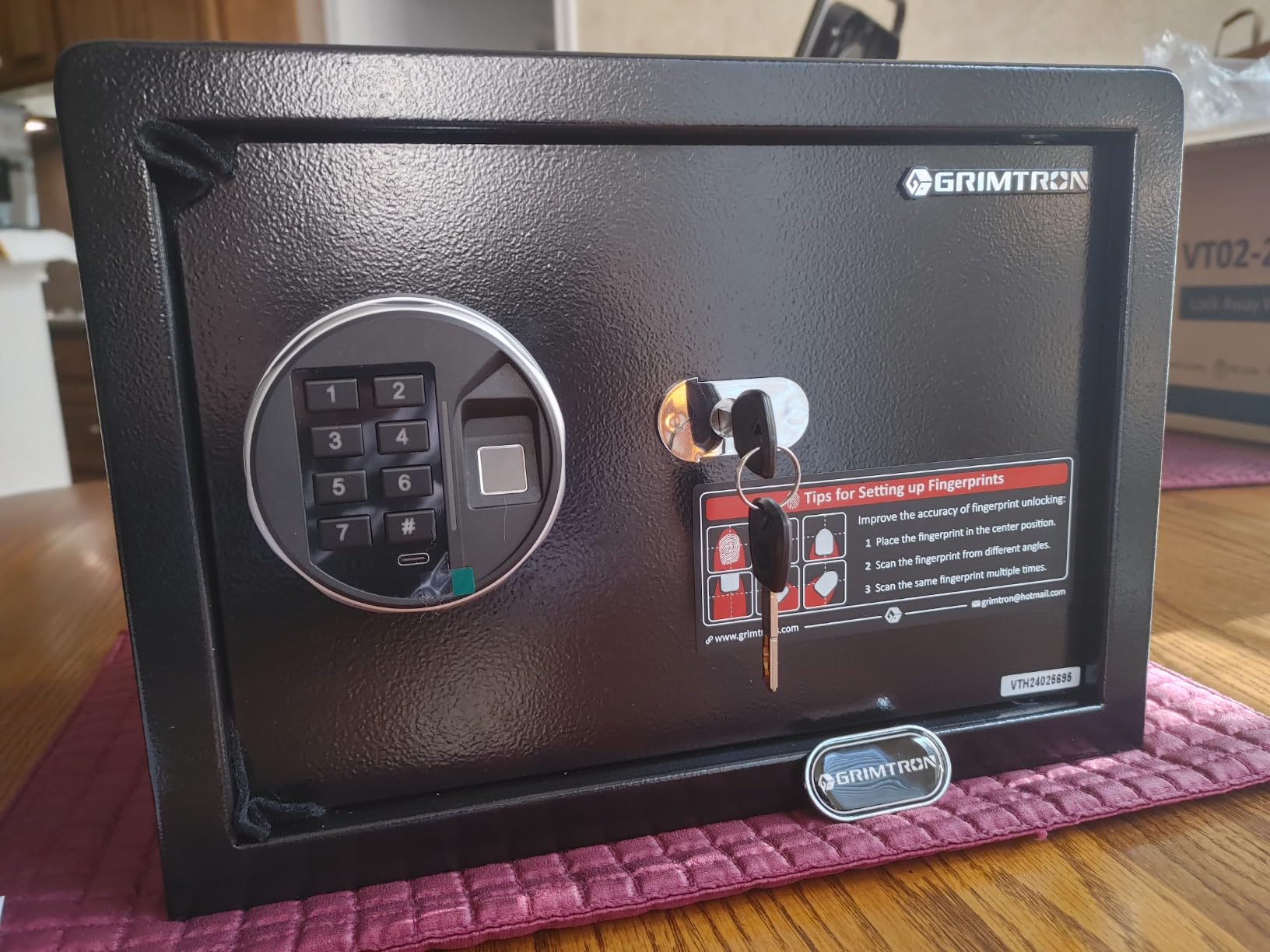 Grimtron 32LB Biometric 4 Pistols Safe with Fingerprint Lock, 3-8 Digit PIN customer photo 1