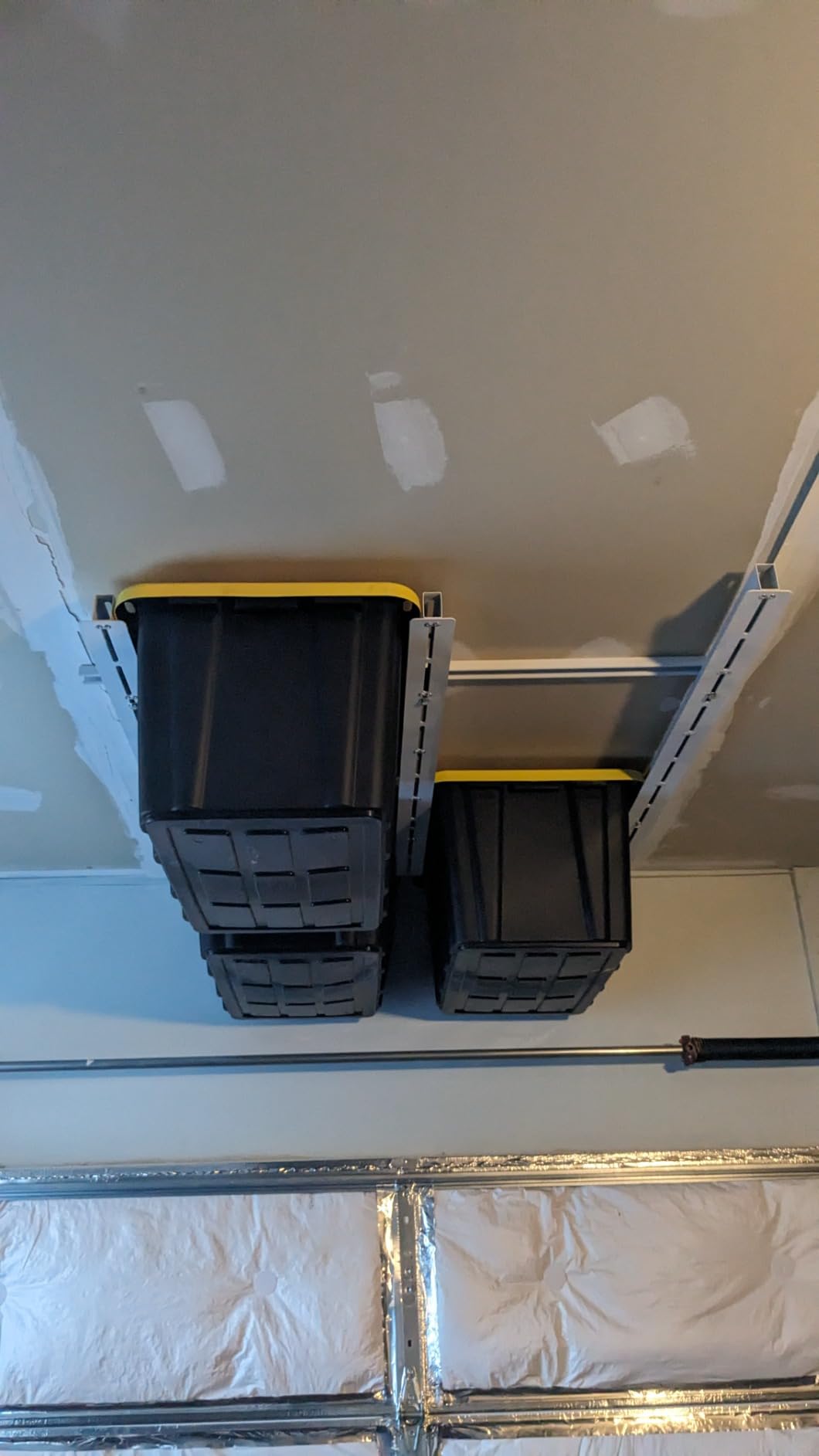 TORACK Garage Ceiling Bin Storage Rack, Overhead Tote Storage Rails System customer photo 1