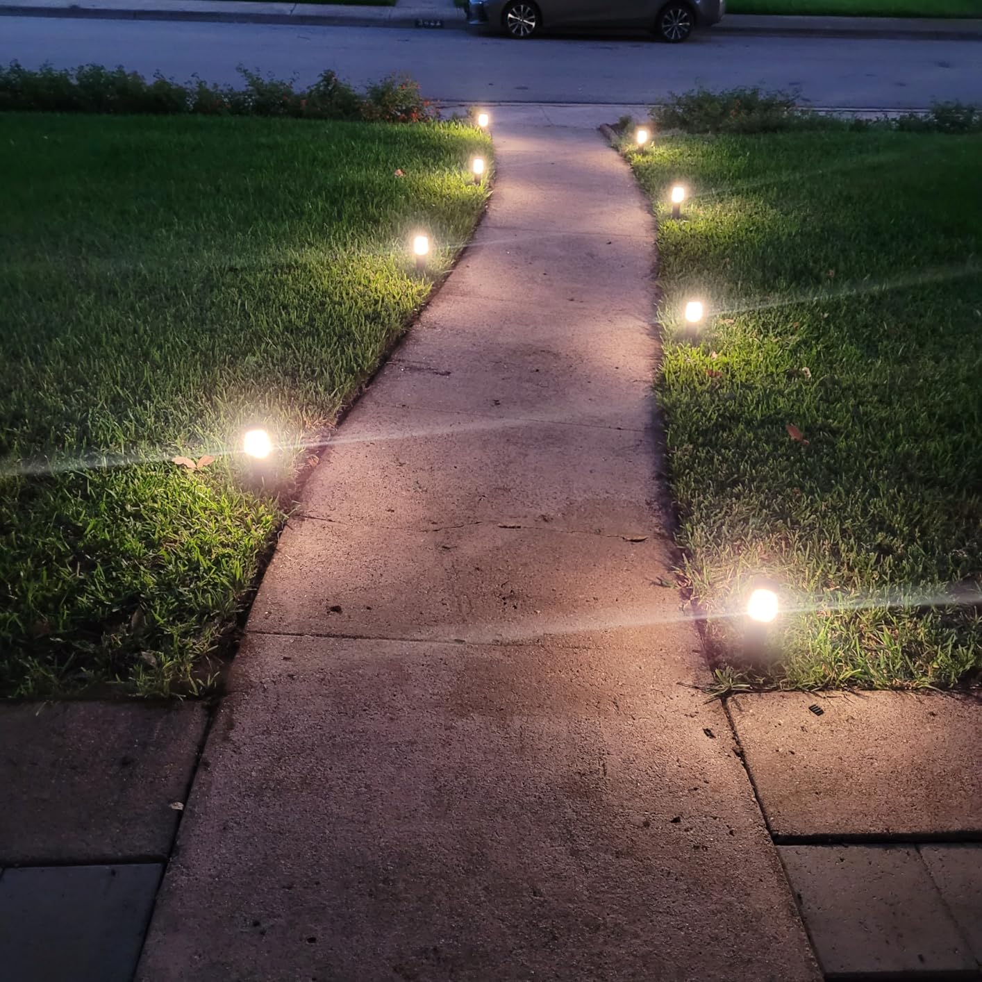 SUNVIE 8-Pack 3W LED Low Voltage Bollard Landscape Pathway Lights, Black customer photo 1