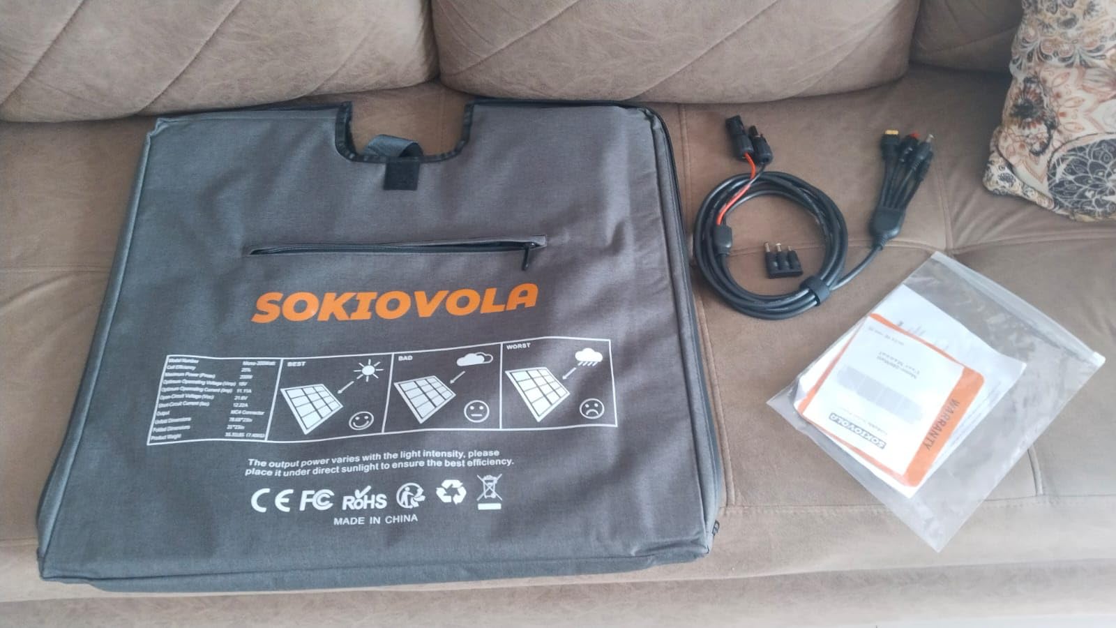 SOKIOVOLA 100W Portable Solar Panel MC-4 Foldable Solar Panel Charger Kits 18V IP68 Waterproof Lightweight and Compact for Small Power Station RV Travel Outdoor Activities customer photo 1