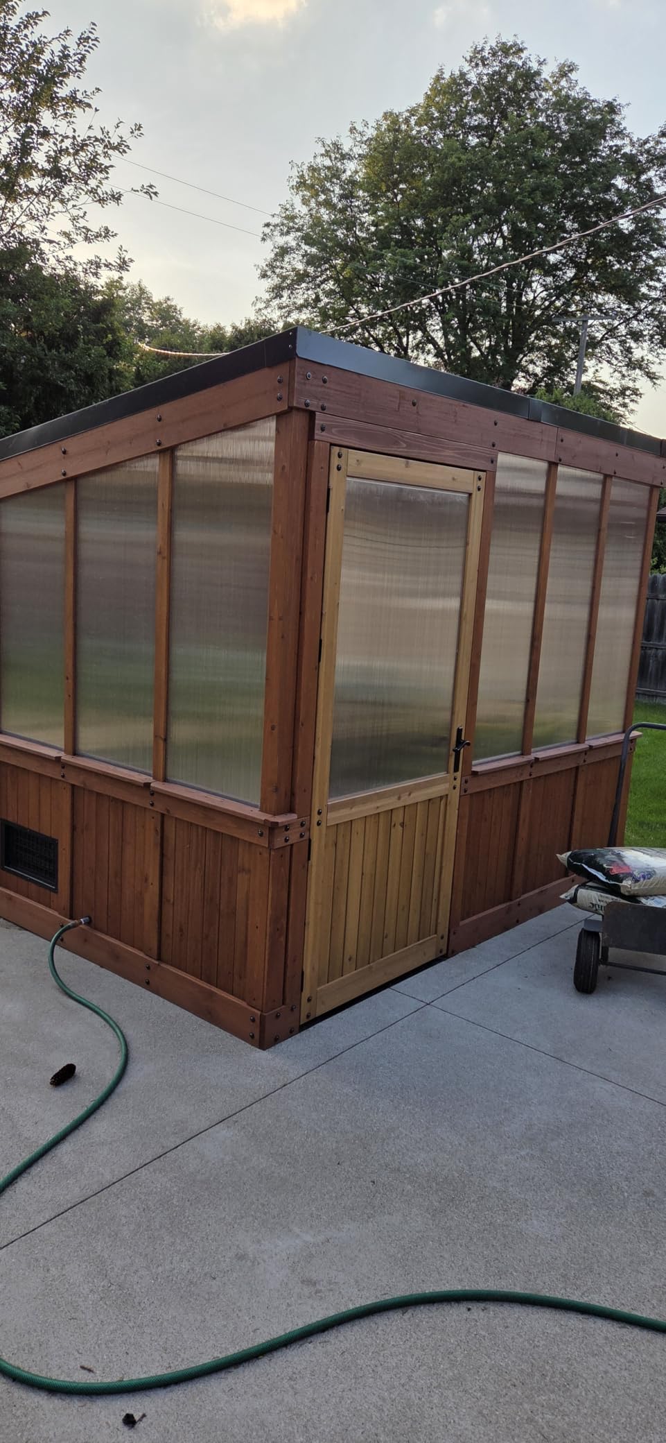 Backyard Discovery Willow 9' x 6' Cedar Wood and Polycarbonate Walk-in Greenhouse Kit with Exhaust Fan, Windows, Hose Hook-Ups, PowerPort, Staging Shelves for Year-Round Outdoor Gardening customer photo 2