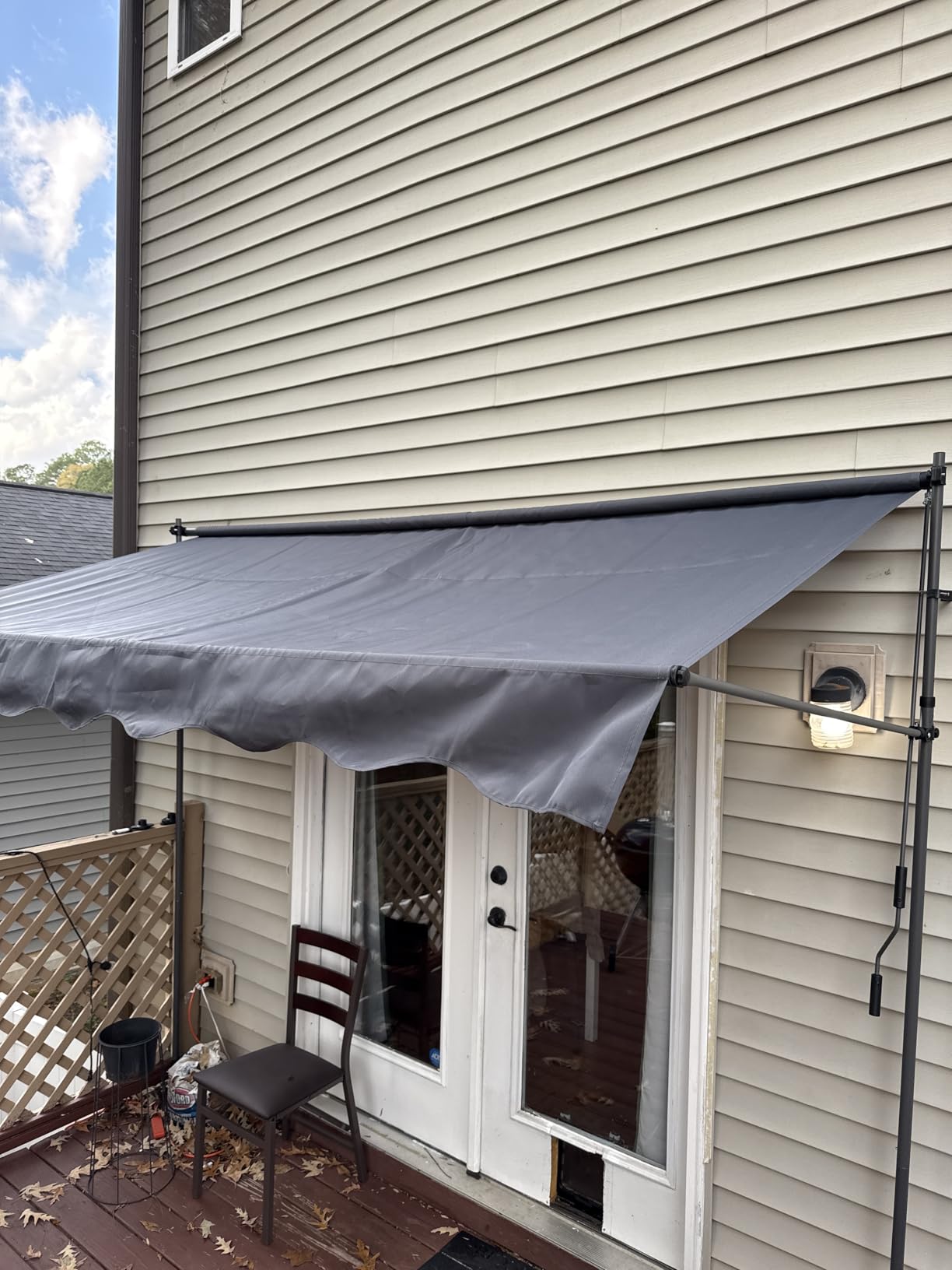 KELIXU Manual Retractable Awning, 118-Inch Adjustable Retractable Awnings for Patio Door Exterior Sunshade Shelter, Window Awning Canopy with UV Protection for Backyard, Garden, Balcony - Gray customer photo 2