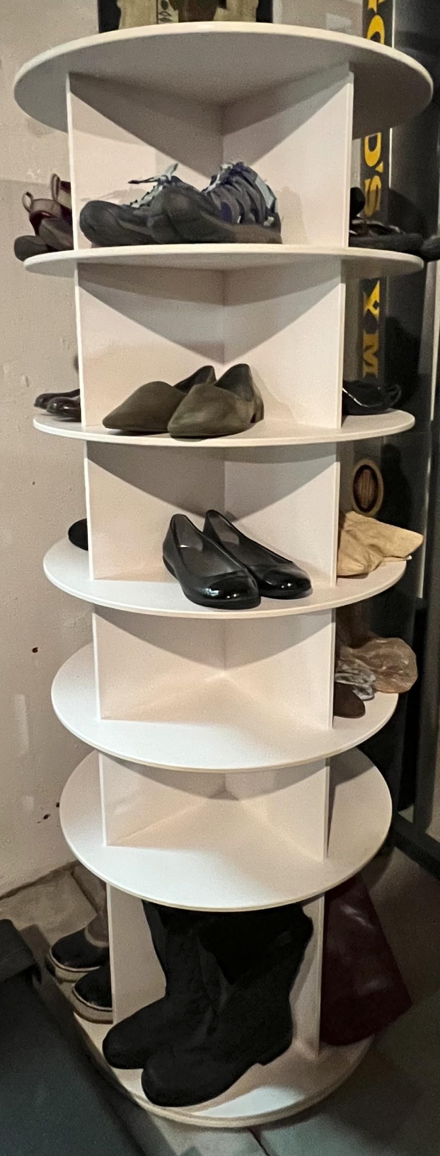 SpaceAid Rotating Shoe Rack 6 Tier Organizer, High Bottom Design Shoe Tower Spinning Storage Lazy Susan, Revolving Rack 360, Closet Handbag Display Rotate Organizers (White) customer photo 1