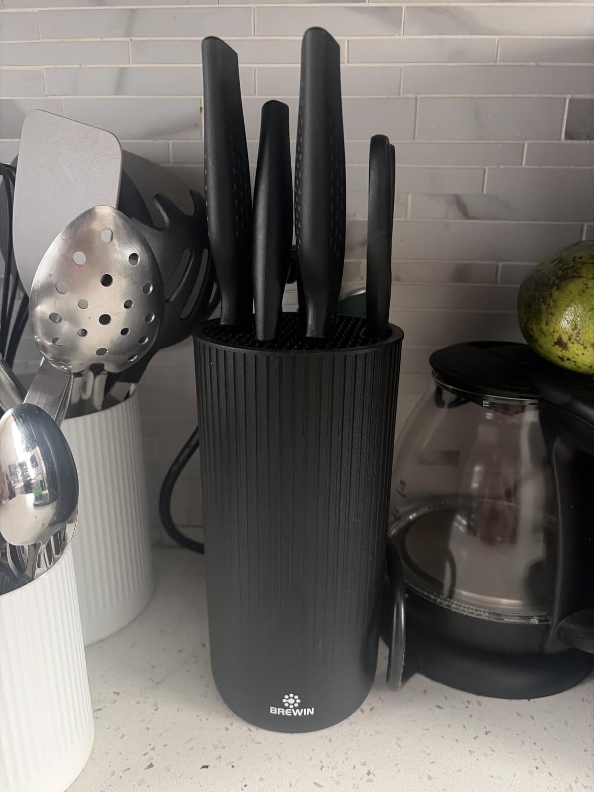 Knife Set, Brewin Kitchen Knife Set, Knives Set for Kitchen, Universal Knife Block, Utility Knife Block Set, New Home Essentials, Apartment Essentials customer photo 1
