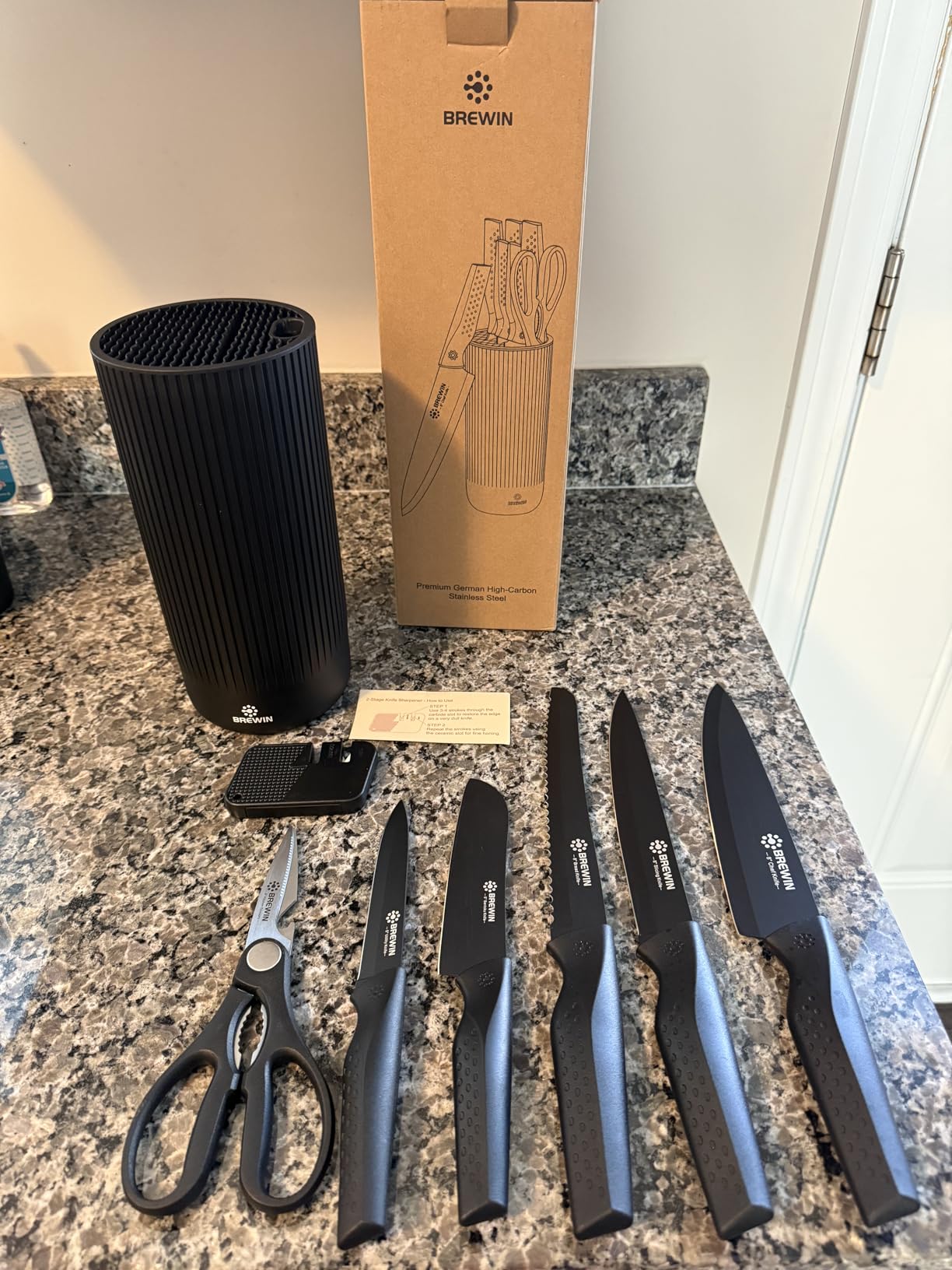 Knife Set, Brewin Kitchen Knife Set, Knives Set for Kitchen, Universal Knife Block, Utility Knife Block Set, New Home Essentials, Apartment Essentials customer photo 2
