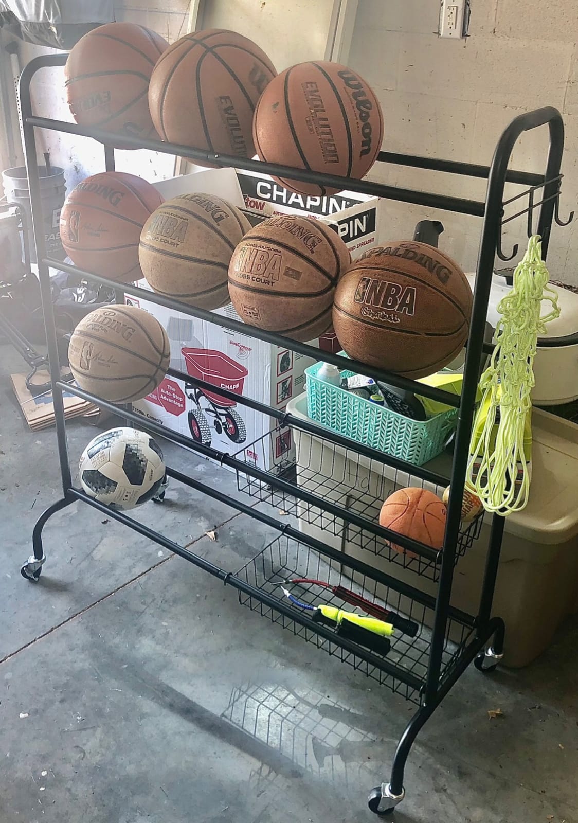 EXTCCT Ball Storage Rack with Wheels for Garage, Sports Equipment Organizer customer photo 1