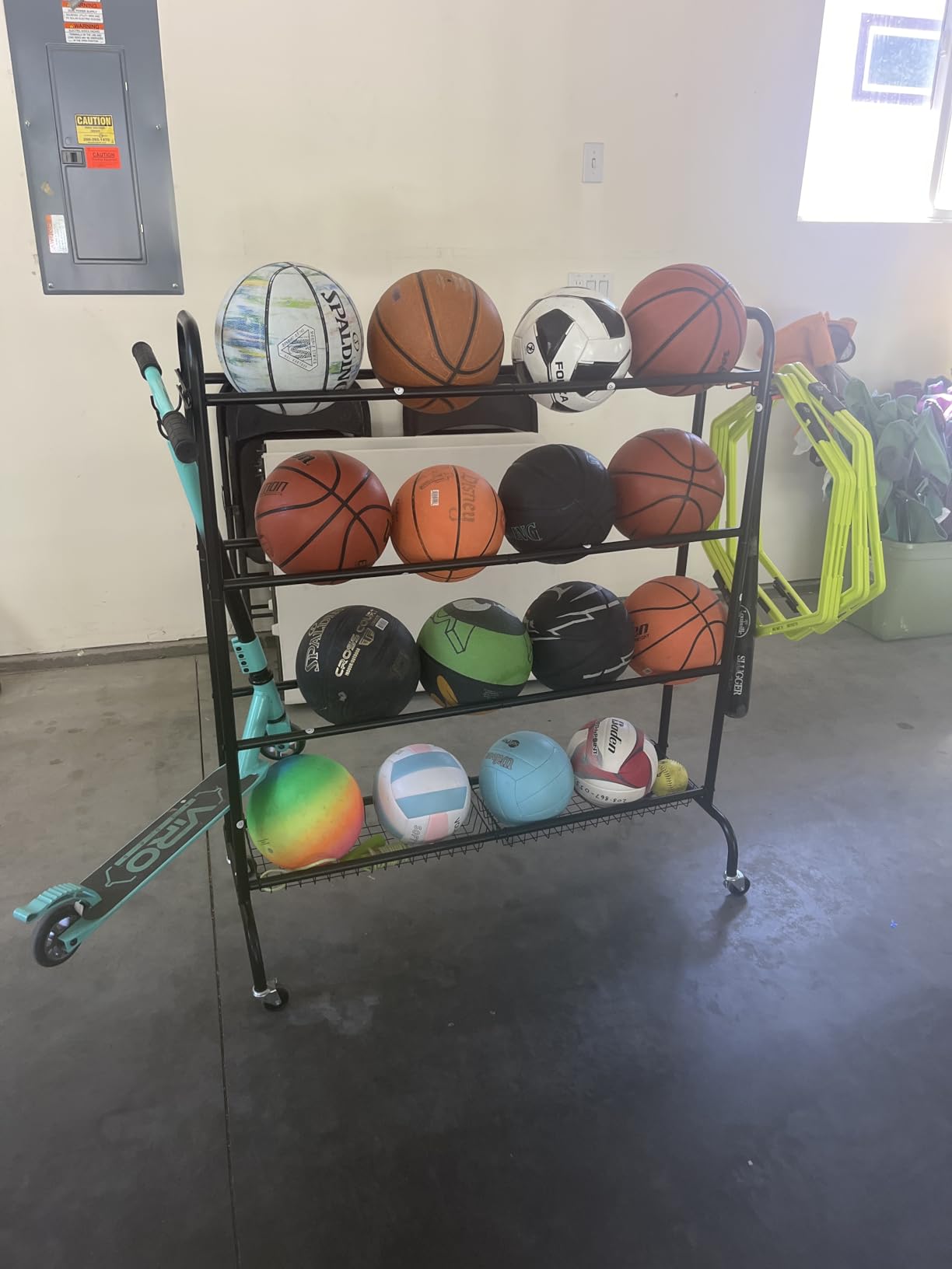 EXTCCT Ball Storage Rack with Wheels for Garage, Sports Equipment Organizer customer photo 2