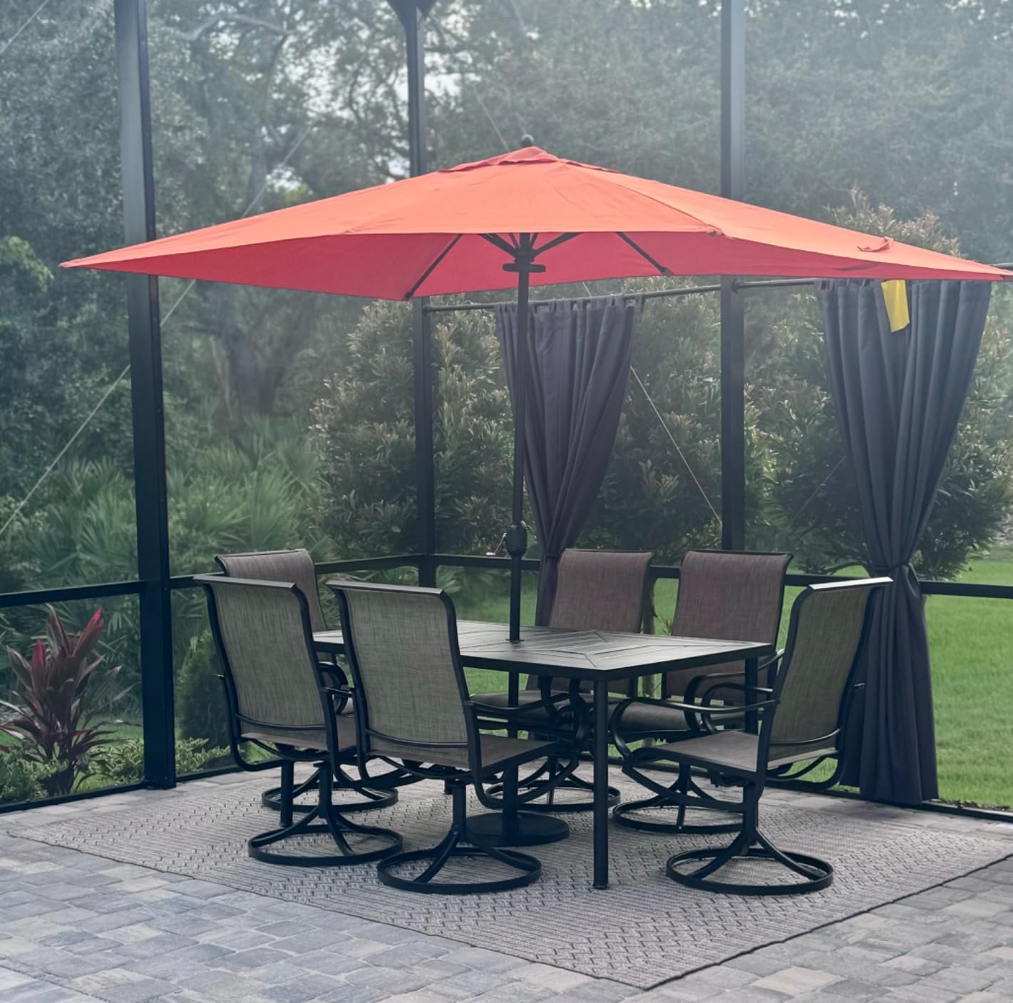 Sophia & William Patio Dining Set for 6 w/Swivel Textilene Chairs, Blue customer photo 2