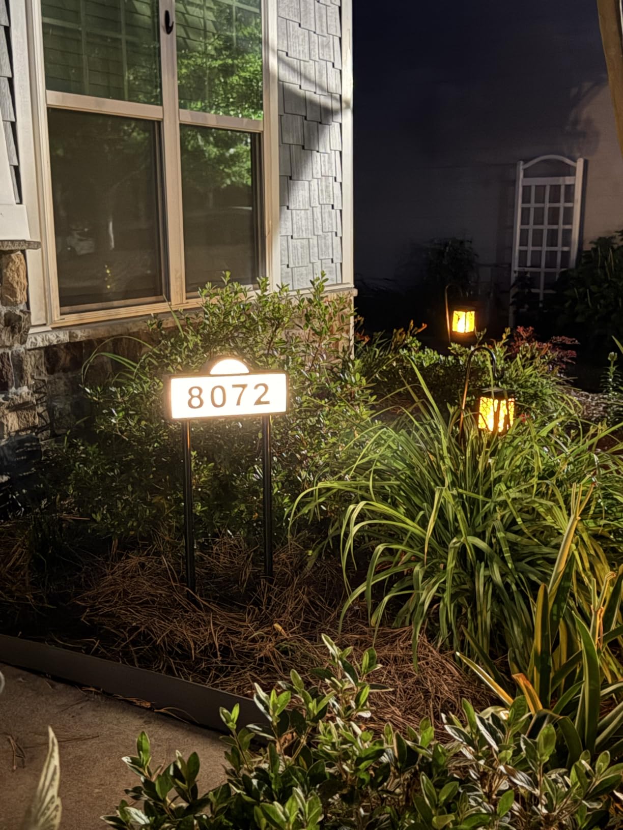 Solar Address Sign with Warm/Cold White, Solar Address Signs for Yard customer photo 2