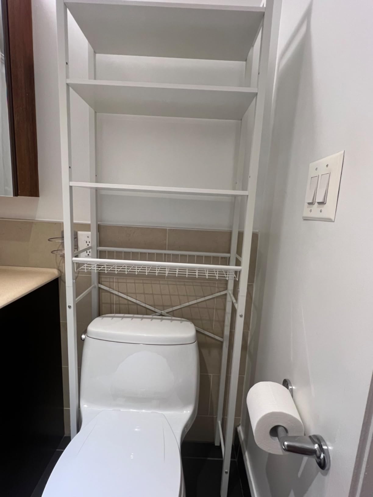 Kalrin Over-The-Toilet Storage Rack, 4-Tier Bathroom Organizer Shelf Over Toilet with Adjustable Shelf and Basket, Freestanding Space Saver Bathroom Shelves Above Toilet for Room (Vintage Brown) customer photo 2