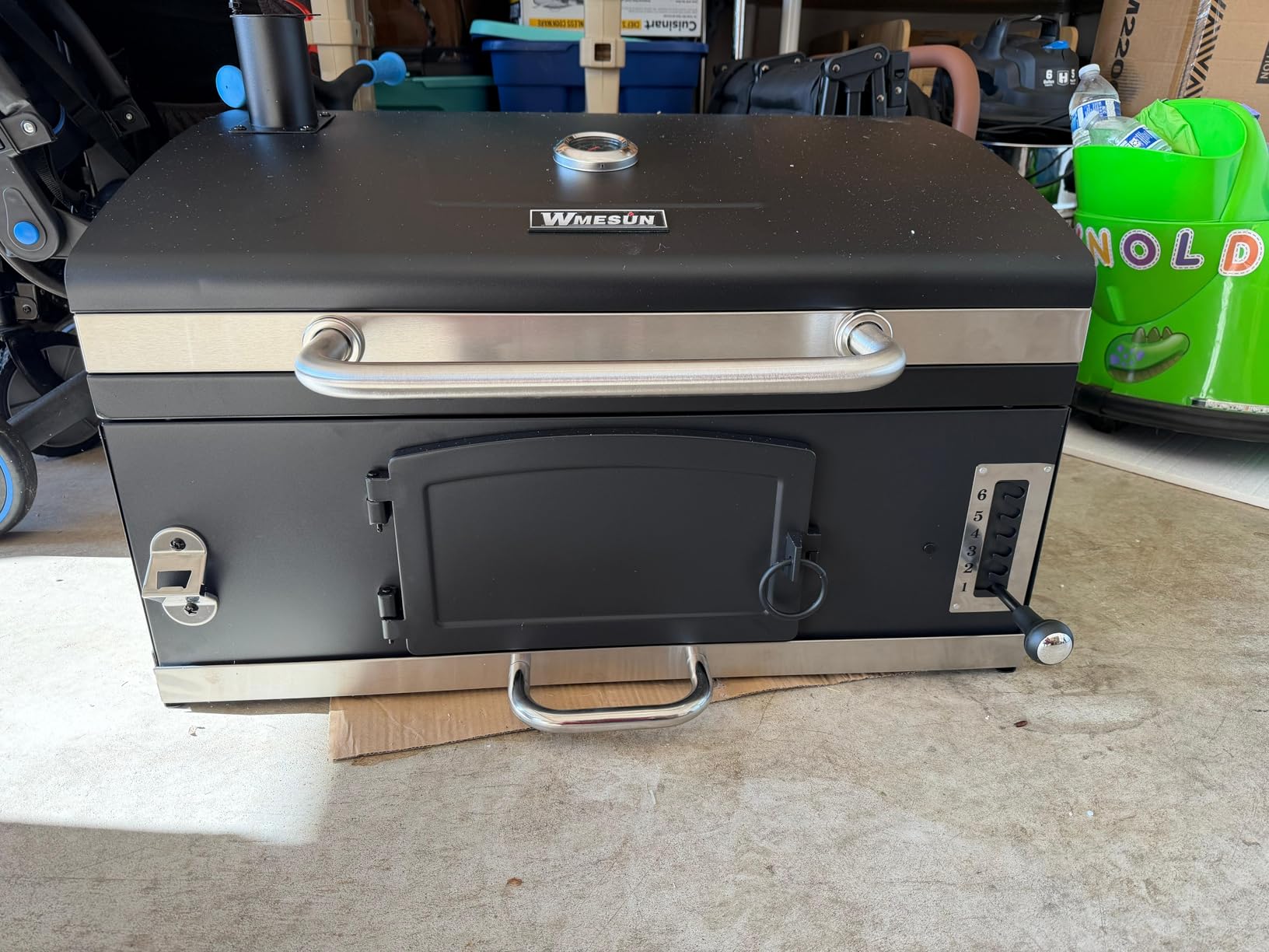 Large Built-in Barbecue Grills, Charcoal BBQ Grills with Liftable Tray, Insulated Hood & Temp Gauge, Black Stainless Steel Charcoal BBQ Barrel Grill for Outdoor Kitchen Camping Park Style customer photo 2