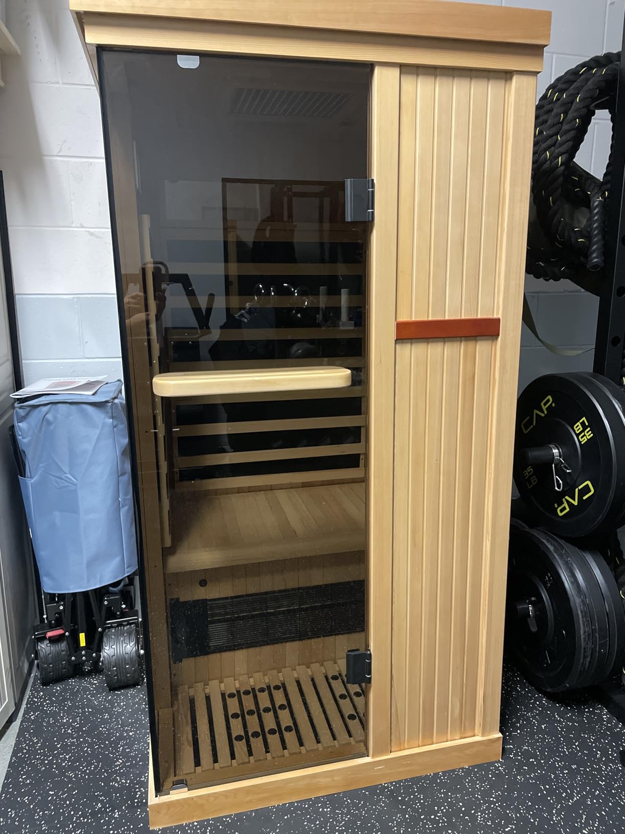 MEISSALIVVE Full Spectrum Infrared Sauna,2-3 Person Home Sauna,Wooden Canadian Hemlock Indoor Spa Sauna with Resonance Speaker, Panoramic Tempered Glass Door customer photo 1