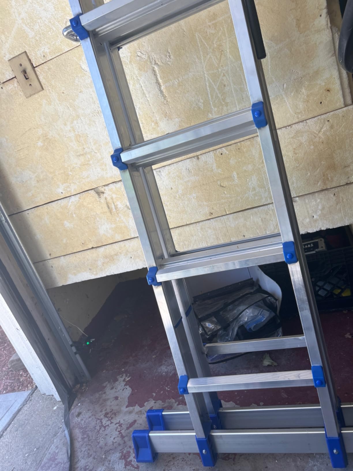 HBTower A Frame 3 Step Extension Ladder, 11 Ft Multi Position Ladder with Removable Tool Tray and Stabilizer Bar, 330 lbs Capacity Telescoping La dder for Household and Outdoor Work (Orange, 11FT) customer photo 2