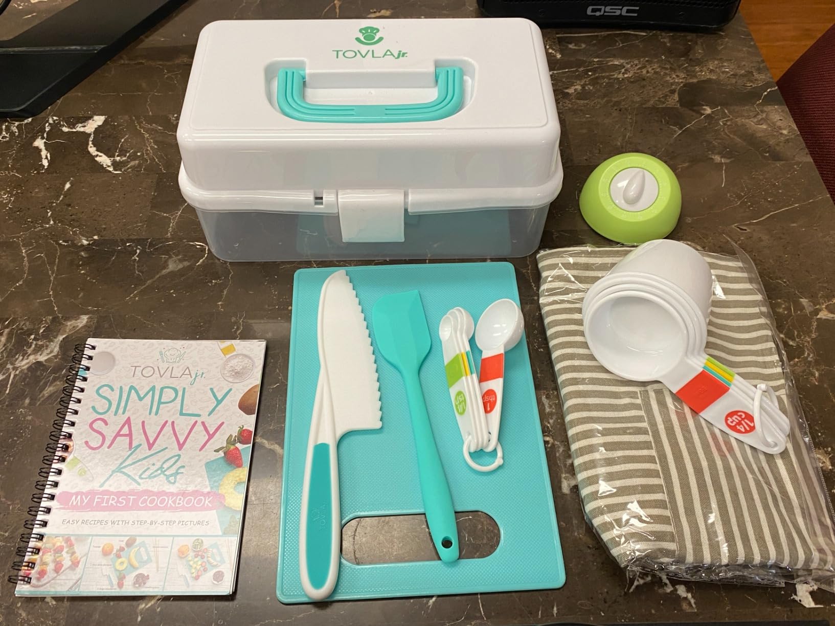 TOVLA JR. Kids Real Cooking Set | Kitchen Learning | Ages 6-12 | Montessori Cooking Set | Knife Apron Timer Measuring Cups | Visual Cookbook Storage Case | Birthday Christmas Gift customer photo 1