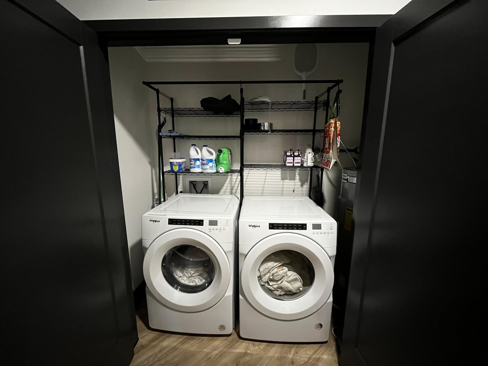 Ulif U13 Over Washer and Dryer Storage Shelves, Laundry Room Standing Shelf | 6 Tiers Laundry Storage Organizer Space Saver Clothes Drying Rack with 2 Hanger Rods, Black customer photo 1