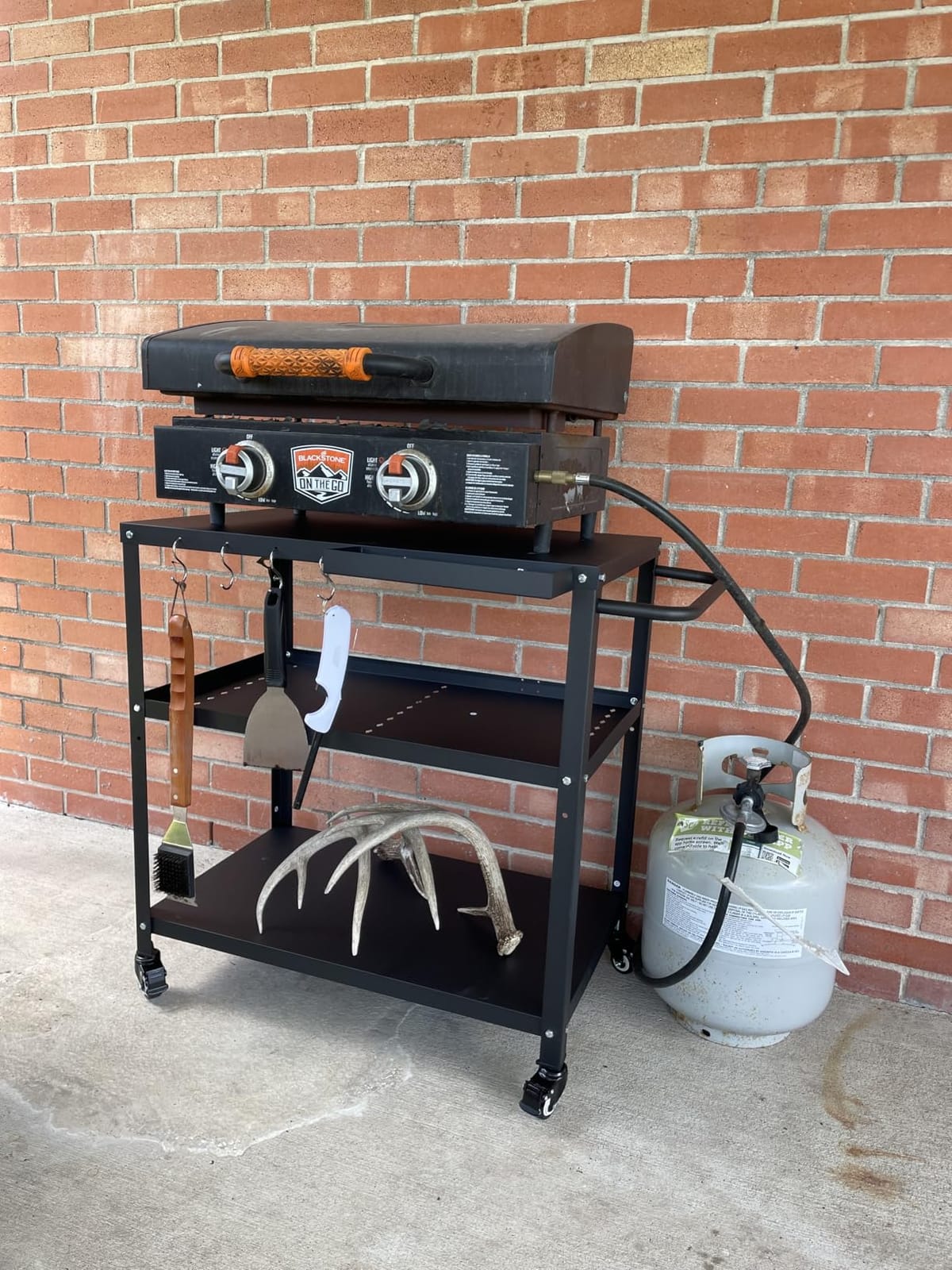 Outdoor Grill Cart Table, Pizza Oven Stand with Casters, Black | Multifunctional Grill Table for Pizza Oven & Griddle, 4 Lockable Wheels, Side Handles & Hooks for Indoor/Outdoor Use customer photo 1