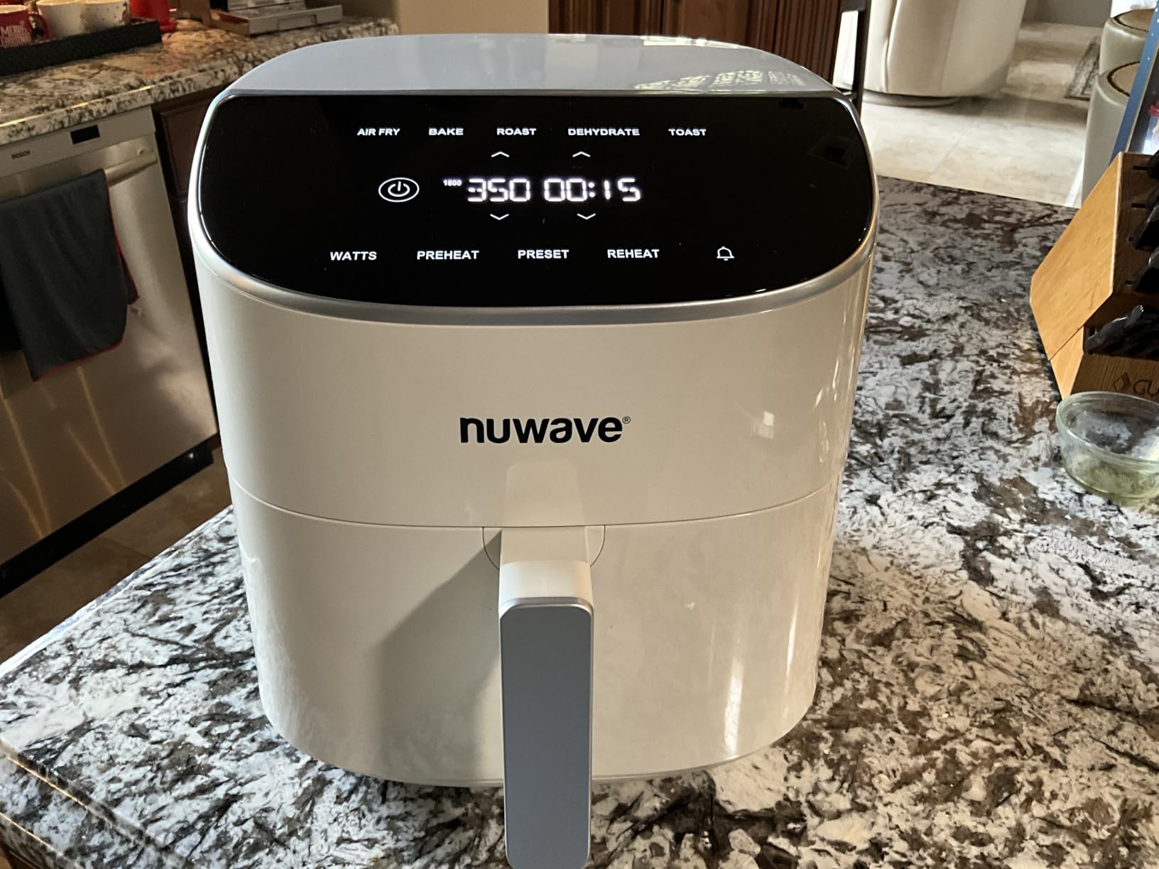 Nuwave Brio Plus Air Fryer 8 Qt, New & Improved, PFAS-Free Ceramic Coating | 7 Digital One-Touch Cook Modes: Air Fry/Bake/Roast/Dehydrate/Toast/Reheat/Preheat; 150 Presets; 50-400°F; 700/1500/1800W; Cream customer photo 2
