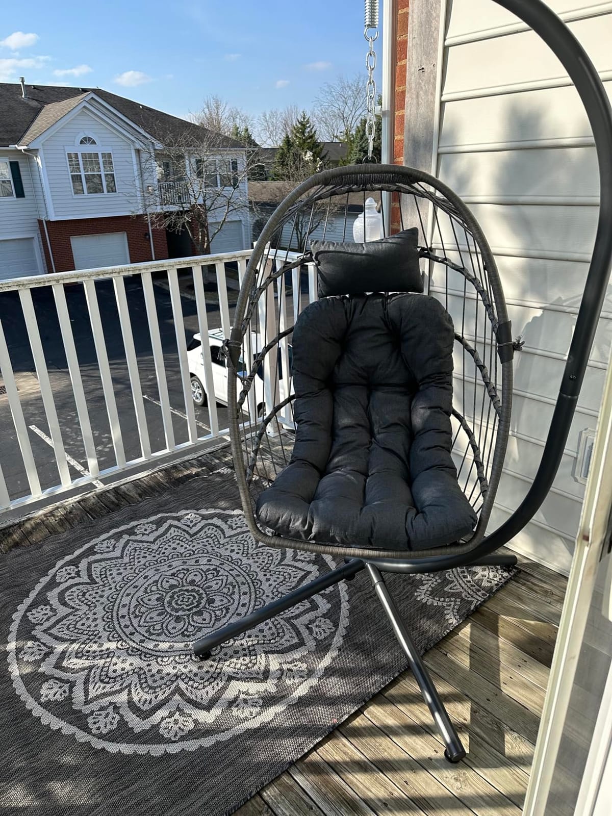 LEYCAY Hanging Egg Chair with Stand, Outdoor Indoor Egg Swing - Dark Grey customer photo 1