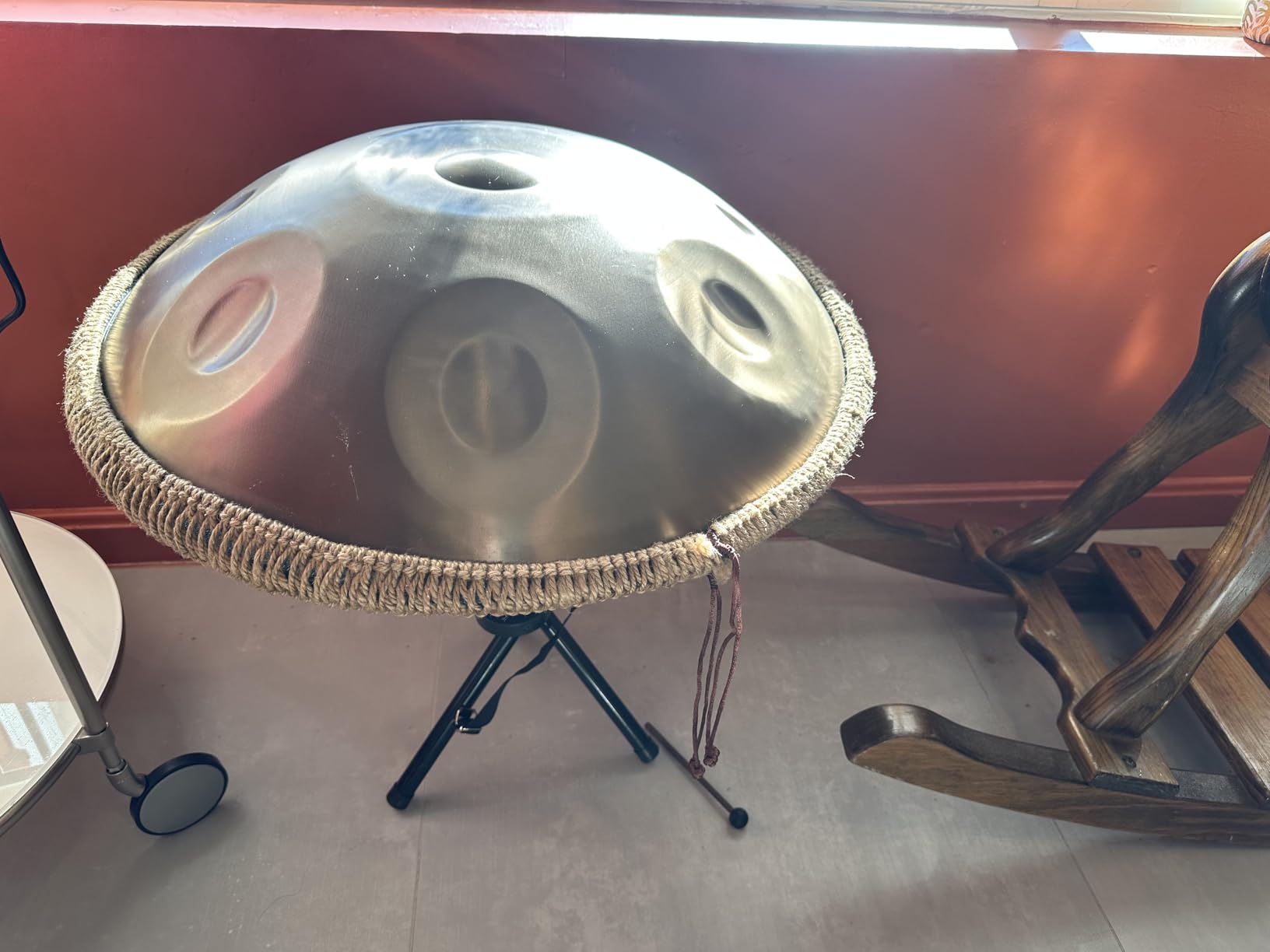 Handpan Drum - 22-Inch 9-Note D Kurd 440Hz - Hand Tuning Handpan - Includes Soft Bag, Mallets, Stand, Note Stickers, Cleaning Cloth - Artist Performance Video customer photo 1